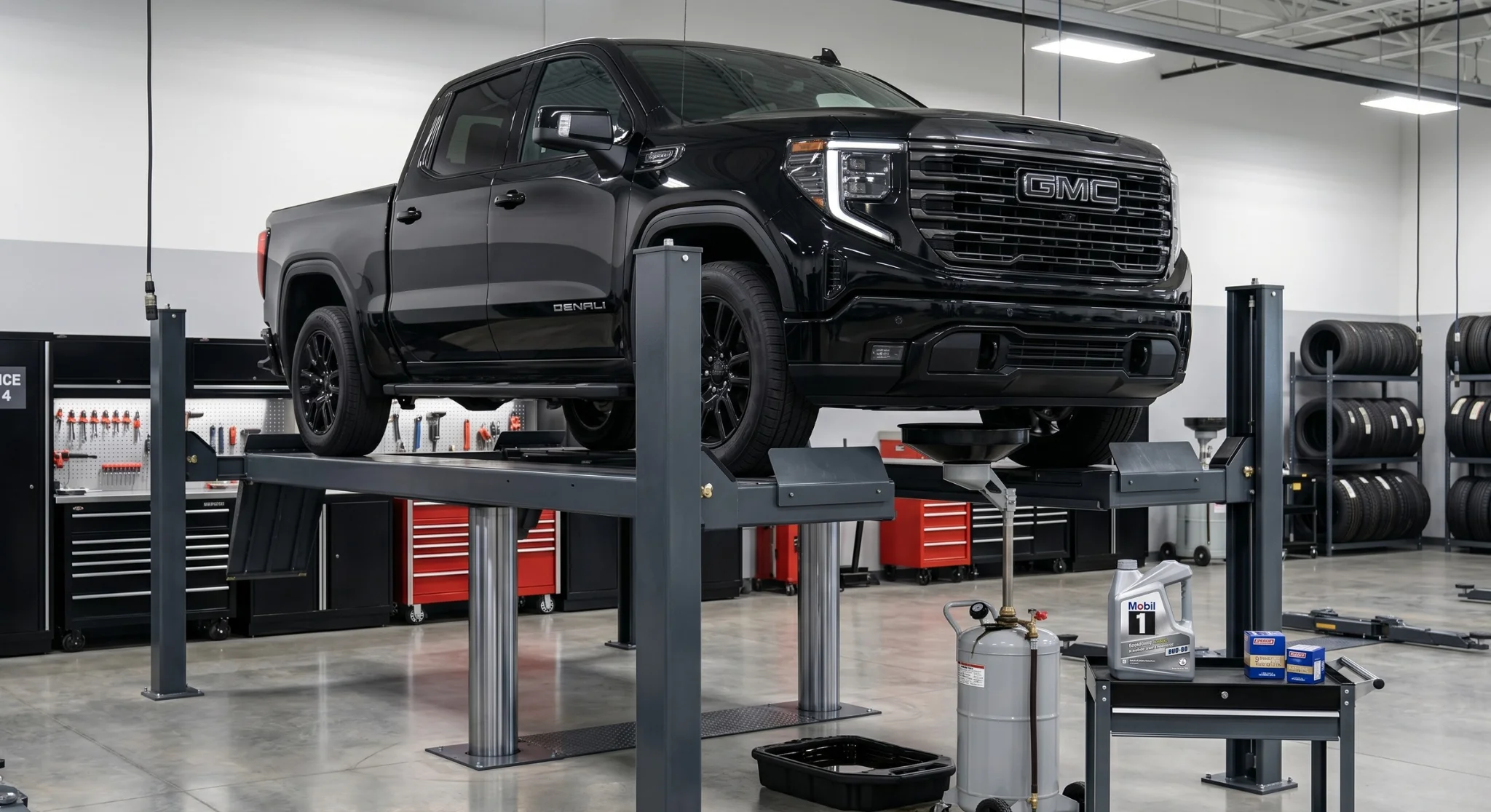GMC Sierra 1500 engine bay — oil service reference at Legacy GMC of Waxahachie
