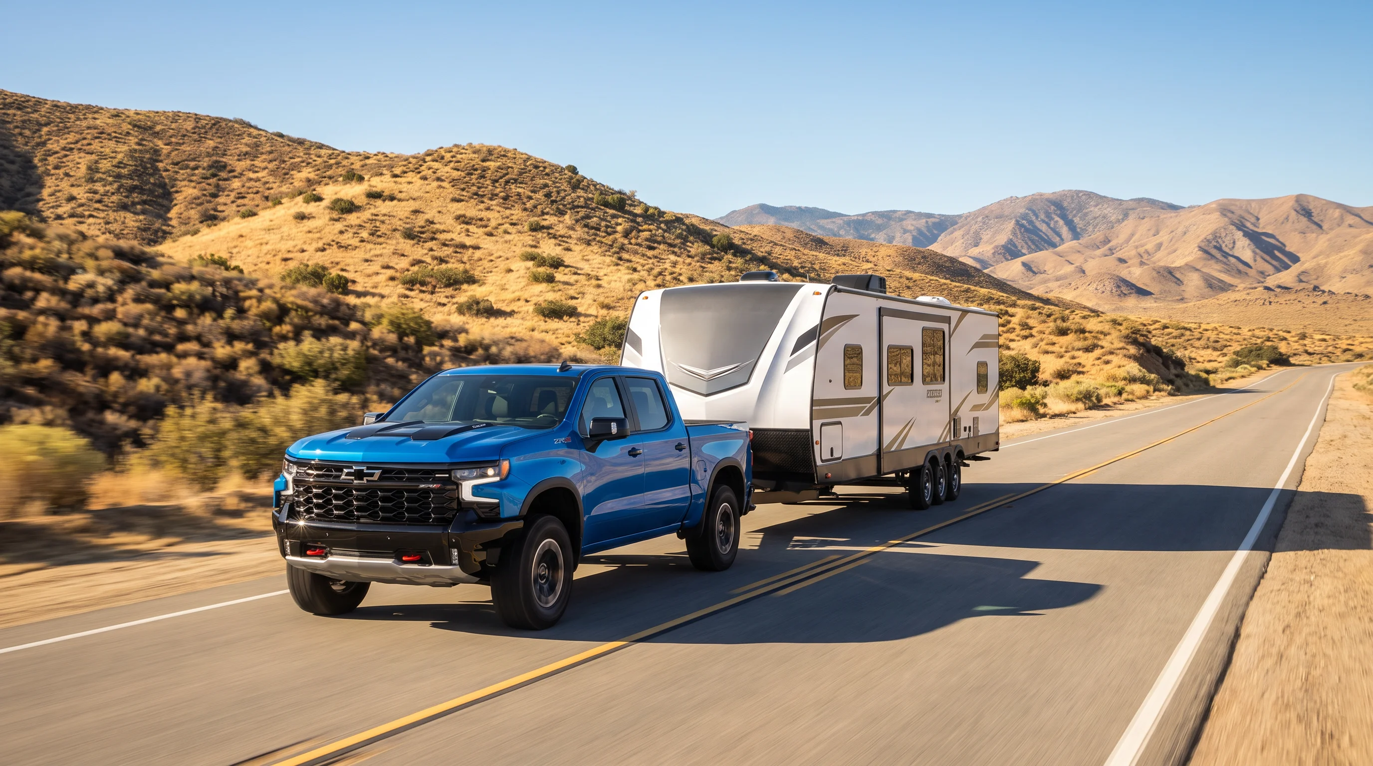2026 Chevy Silverado 1500 towing a trailer