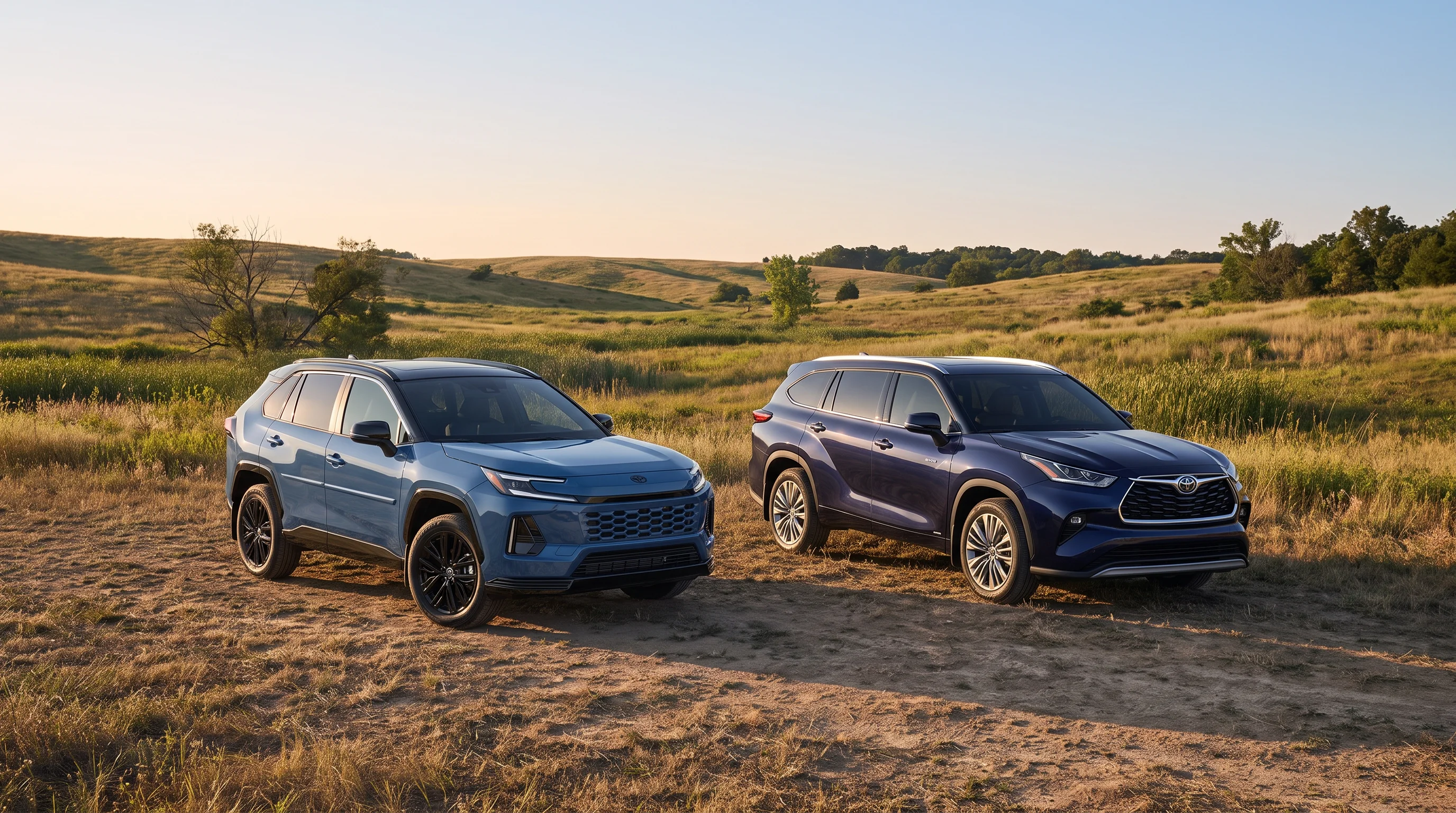 2026 Toyota RAV4 Hybrid and 2026 Toyota Highlander Hybrid compared at Capistrano Valley Toyota in San Juan Capistrano, CA