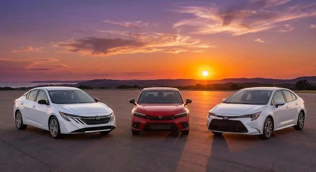 2026 Nissan Sentra compared with the Honda Civic and Toyota Corolla at Empire Nissan in Ontario, CA