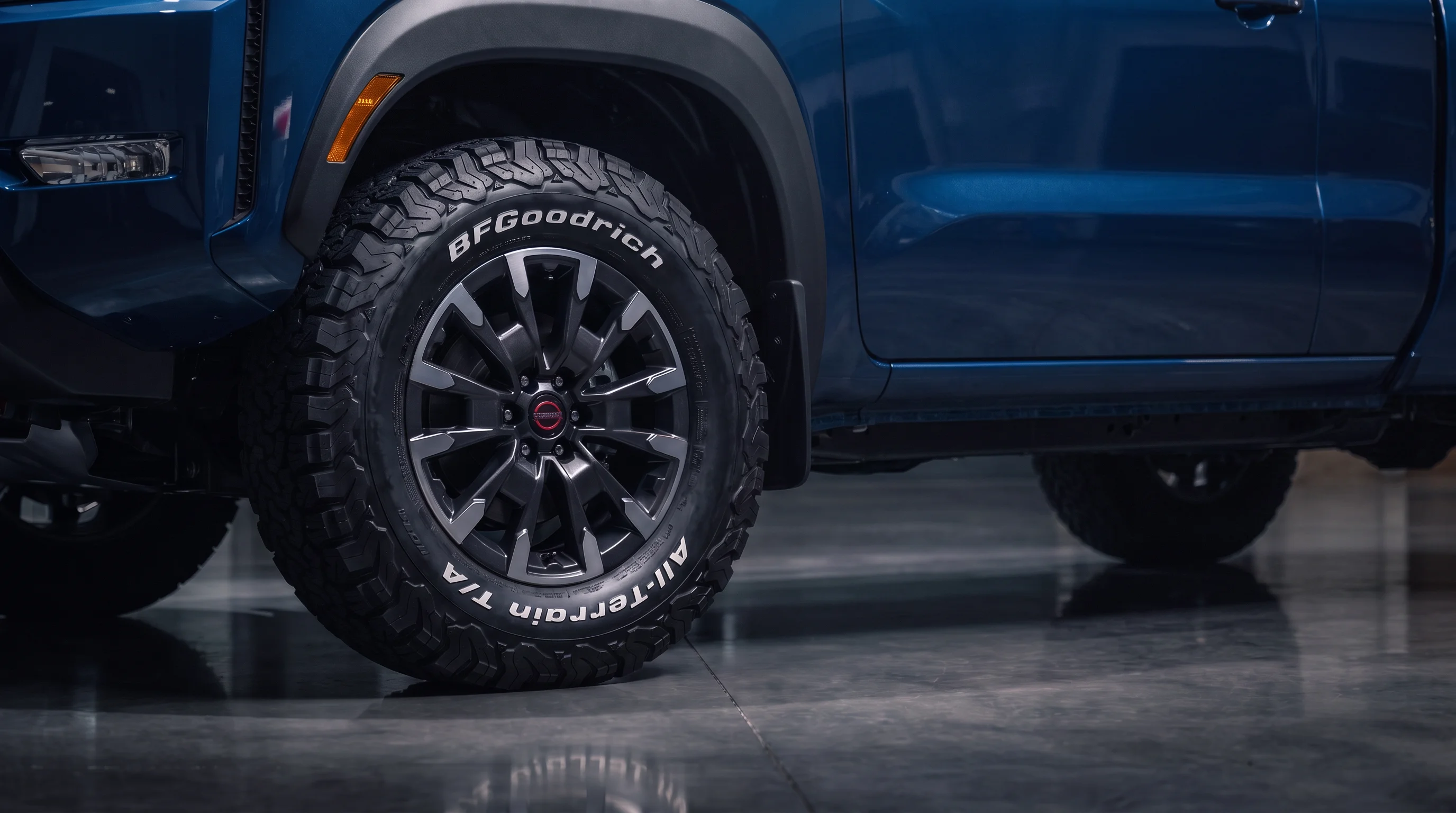 Nissan tire and alloy wheel illustrating the Nissan tire size guide by model at Empire Nissan in Ontario, California