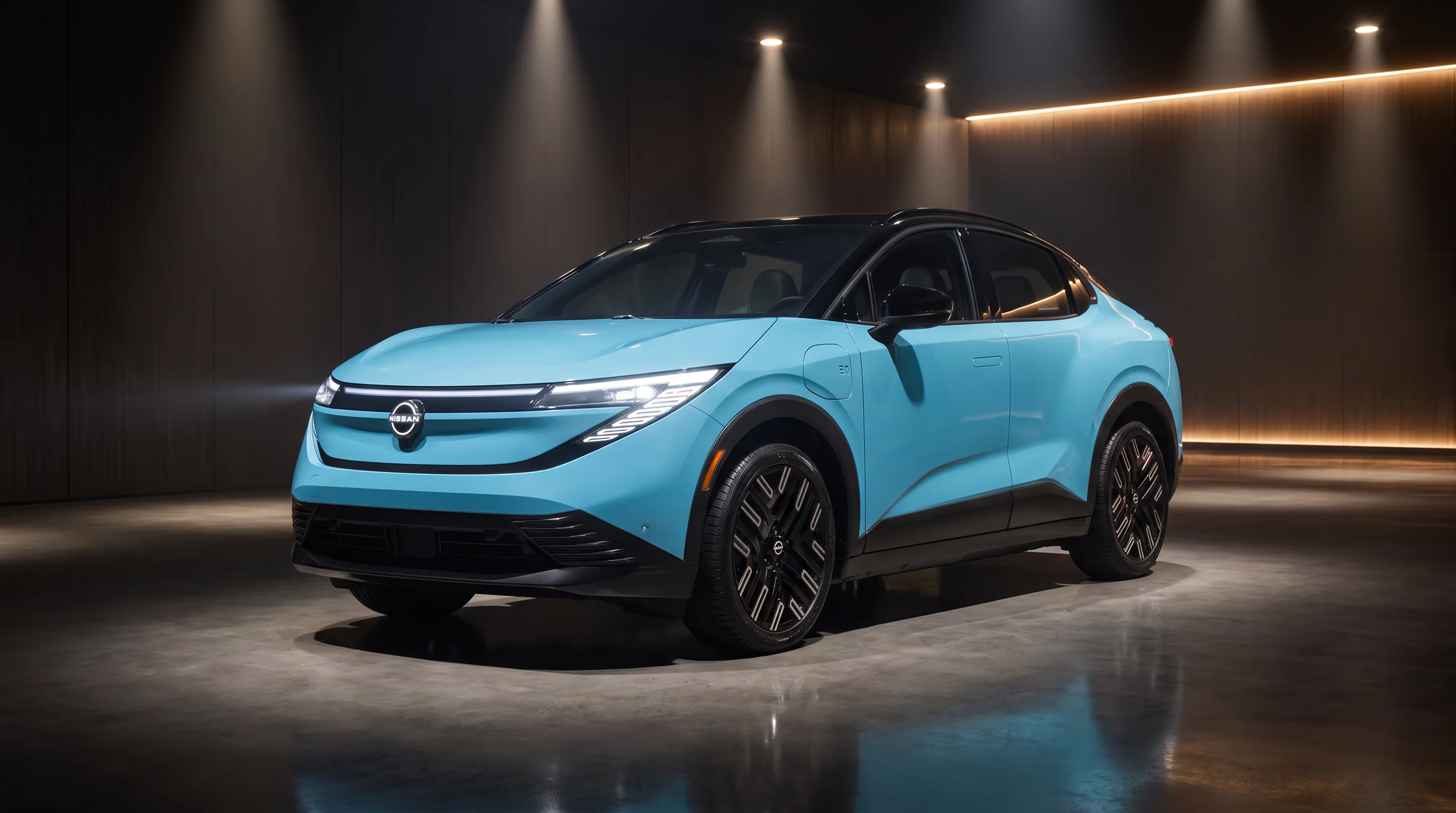 2026 Nissan LEAF electric crossover shown in front three-quarter view