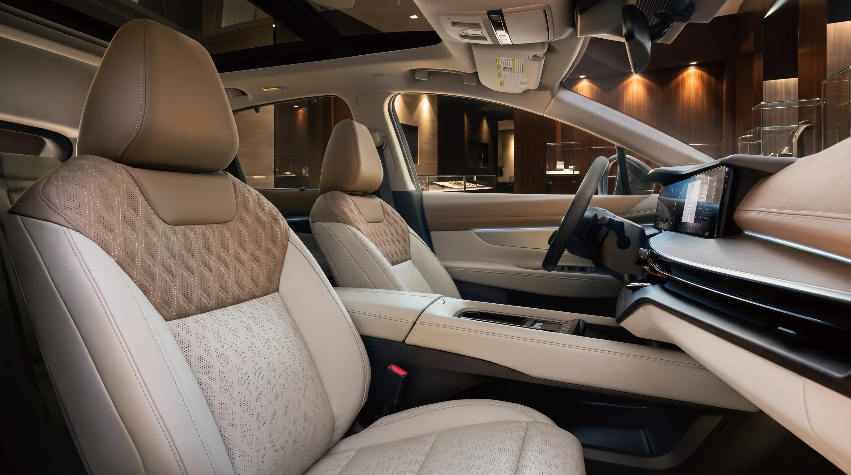 2027 Nissan Murano interior with dual 12.3-inch displays and heated front Zero Gravity seats