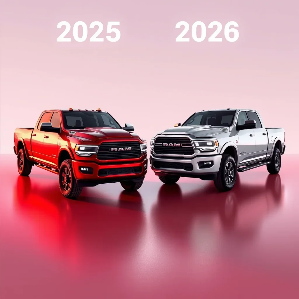 2025 and 2026 RAM 2500 heavy-duty pickups comparison at Fontana Chrysler Dodge Jeep Ram