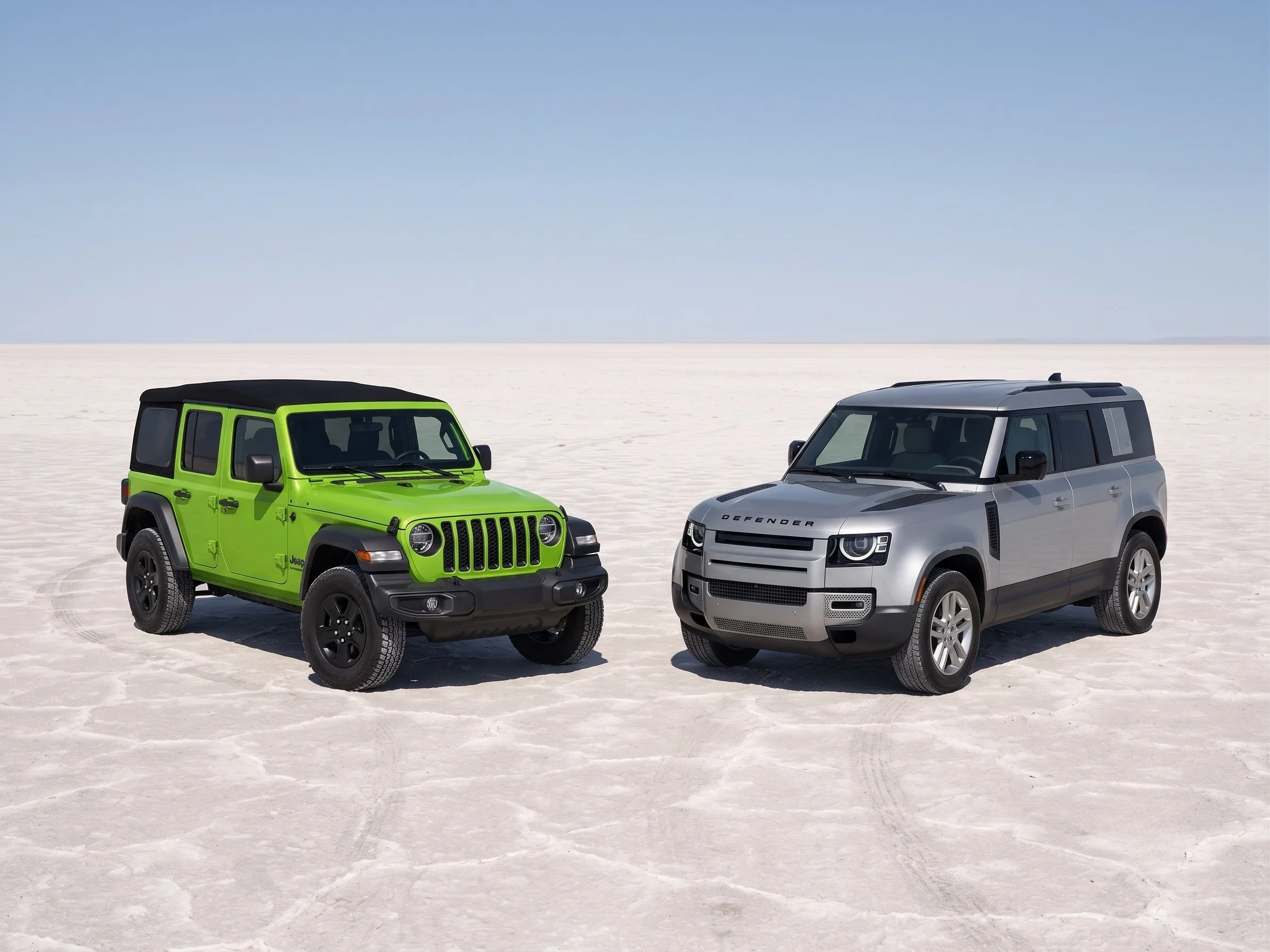 2026 Jeep Wrangler compared with the 2026 Land Rover Defender