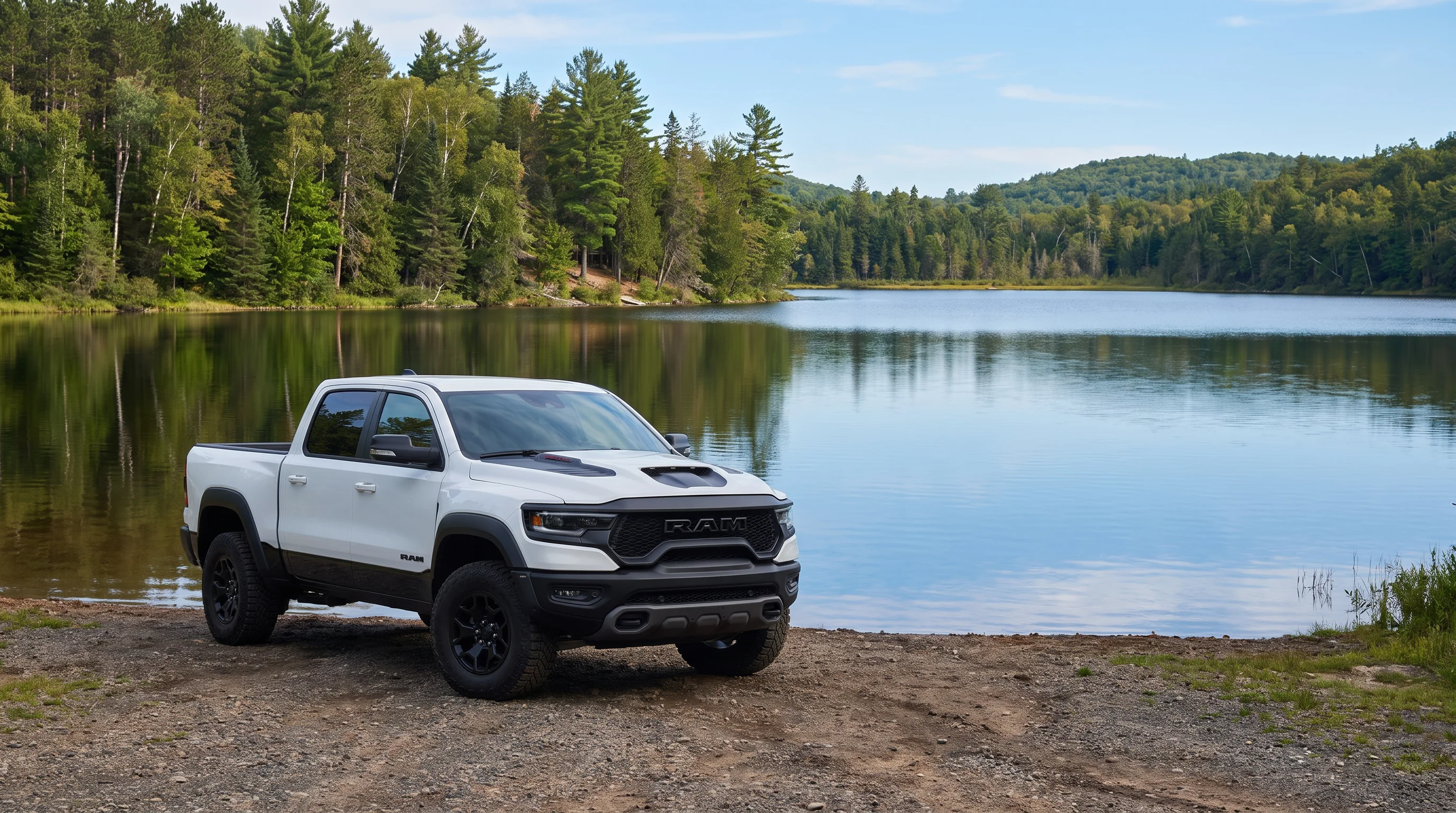 2026 Ram 1500 RHO off-road performance truck with 35-inch all-terrain tires on desert terrain