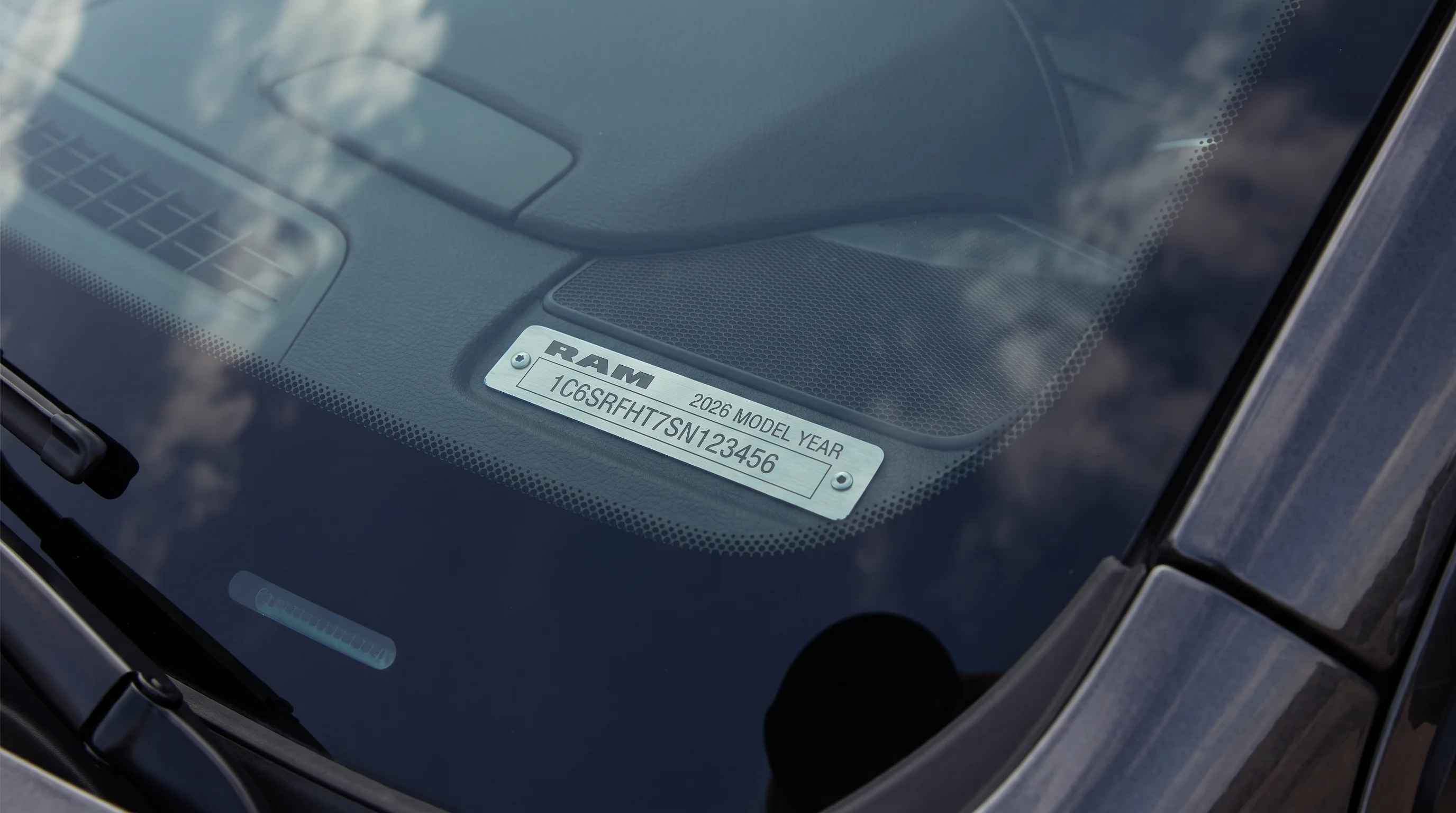 Vehicle Identification Number location on a Ram 1500 for a Chrysler, Dodge, Jeep, and Ram recall lookup