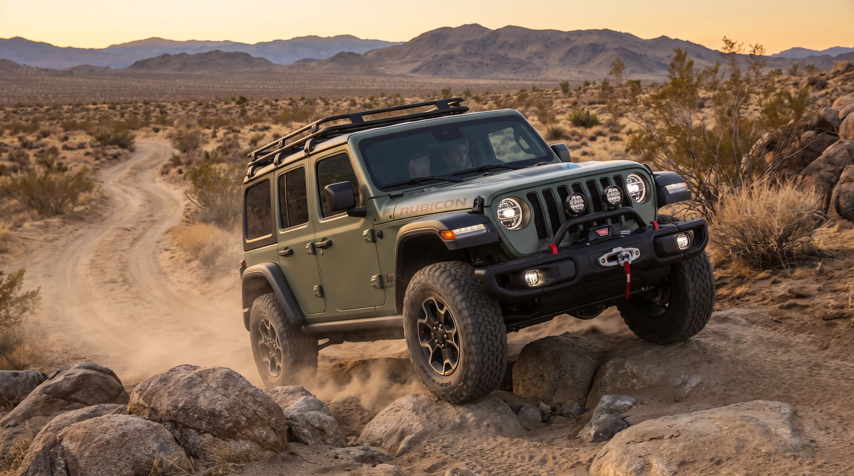 2026 Jeep Wrangler equipped for off-road use, representing Mopar lift kits and trail accessories available at Fontana Chrysler Dodge Jeep Ram in Fontana, CA