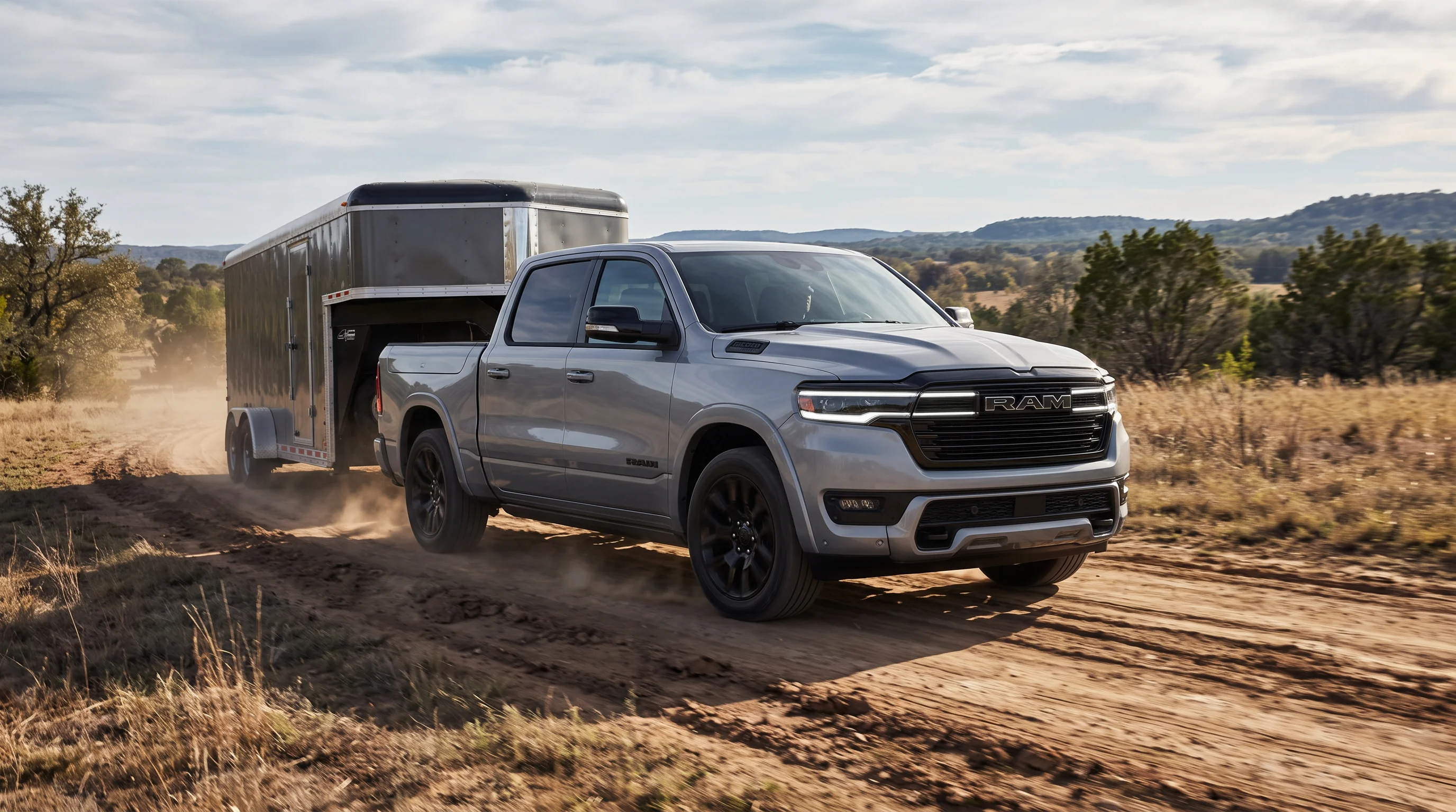 2027 Ram 1500 towing a trailer, available at Fontana Chrysler Dodge Jeep Ram in Fontana, CA