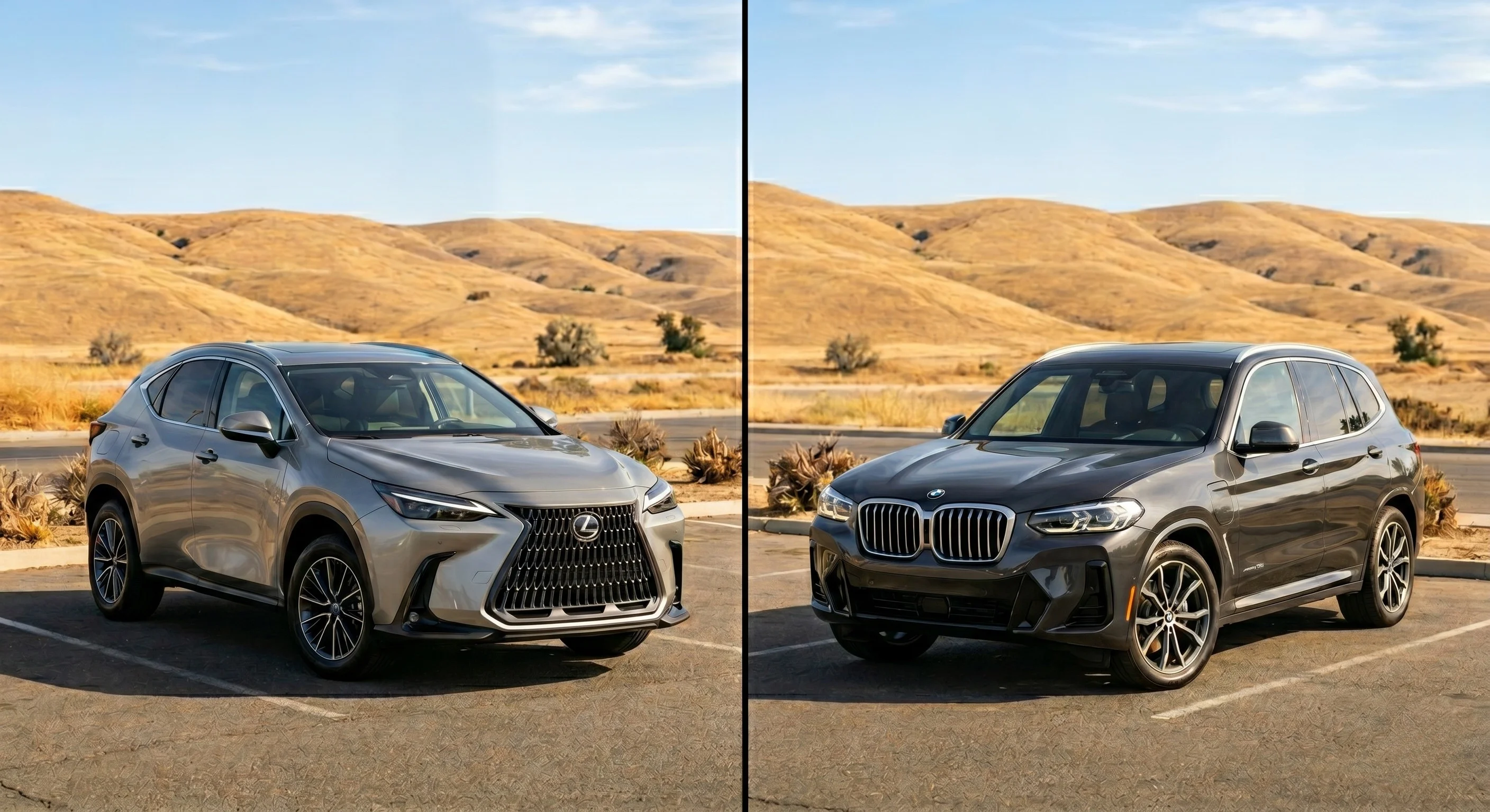 2026 Lexus NX 350h compared with the 2026 BMW X3 luxury compact SUV