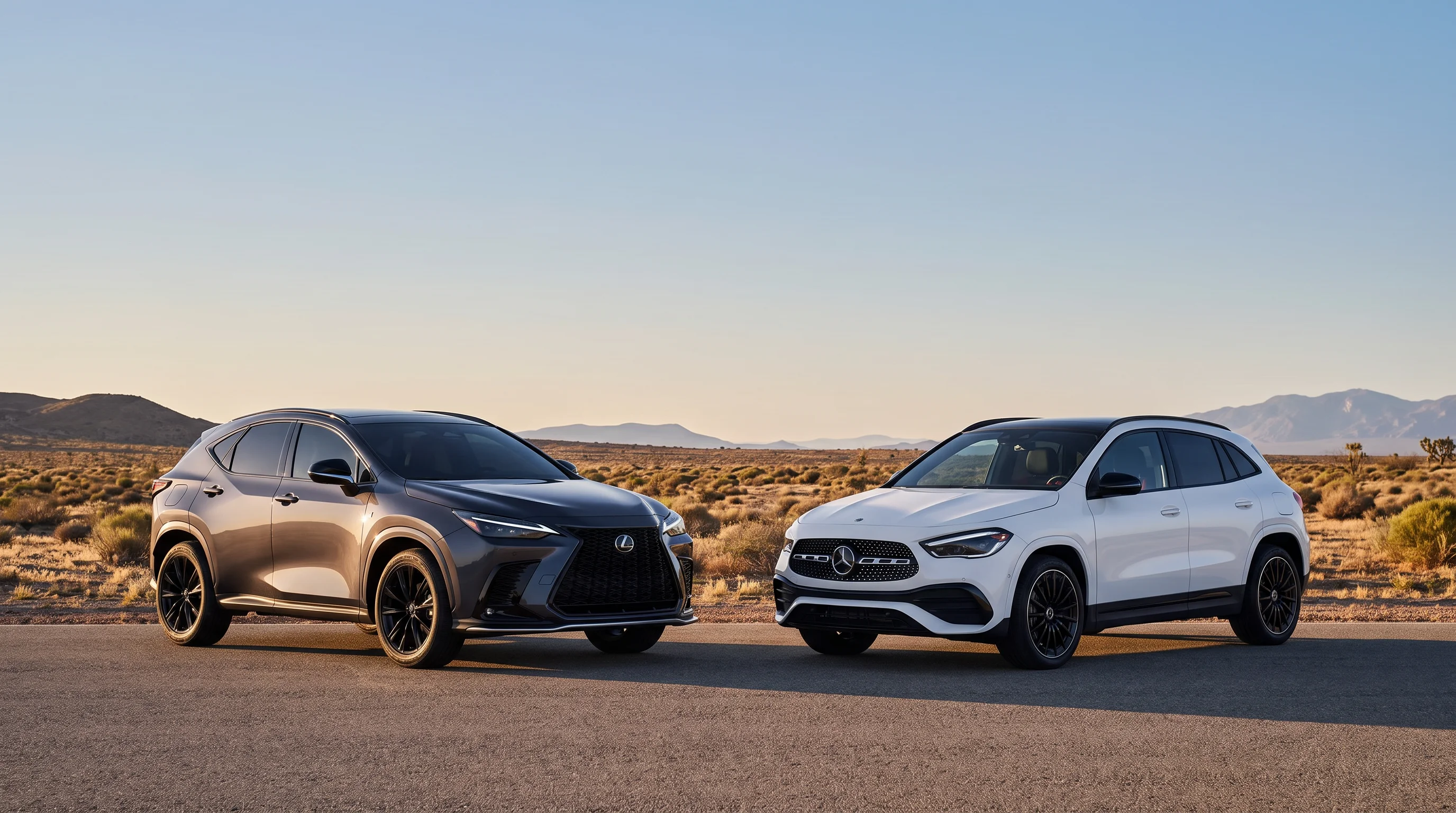2026 Lexus NX compared with the 2026 Mercedes-Benz GLA compact luxury SUV at Fresno Lexus
