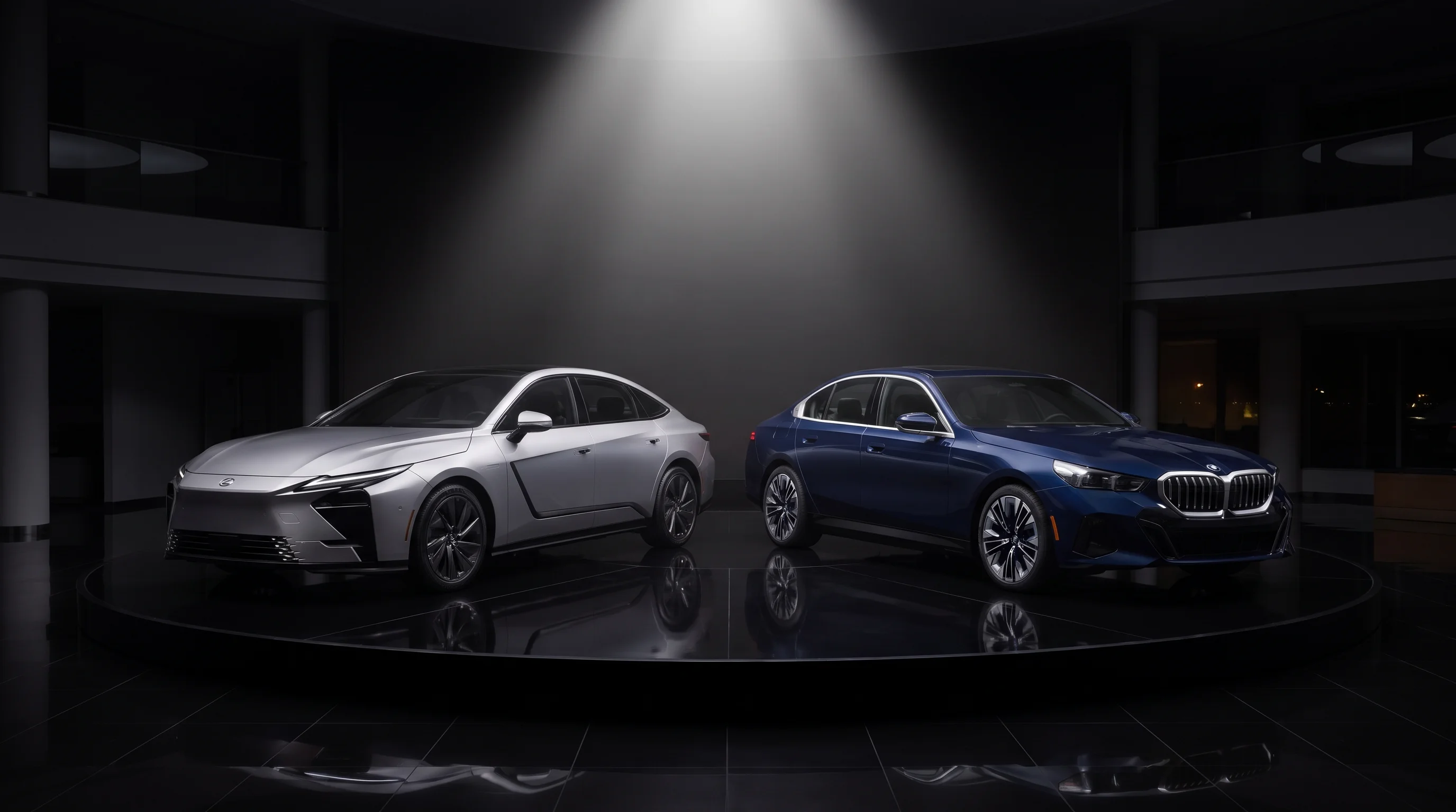 2027 Lexus ES 350h and 2027 BMW 5 Series luxury sedans compared at Fresno Lexus
