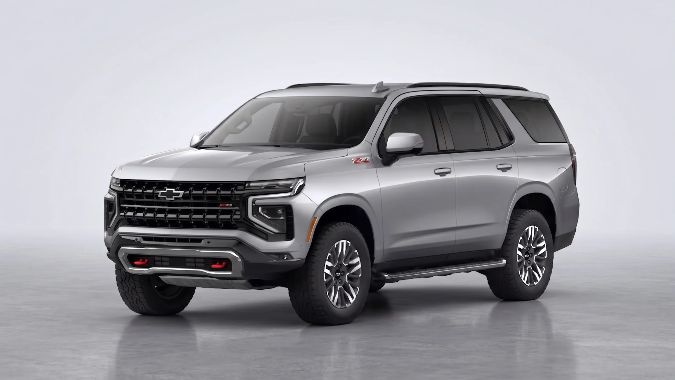 2026 Chevrolet Tahoe trim lineup parked outside Galleria Chevrolet in Dallas