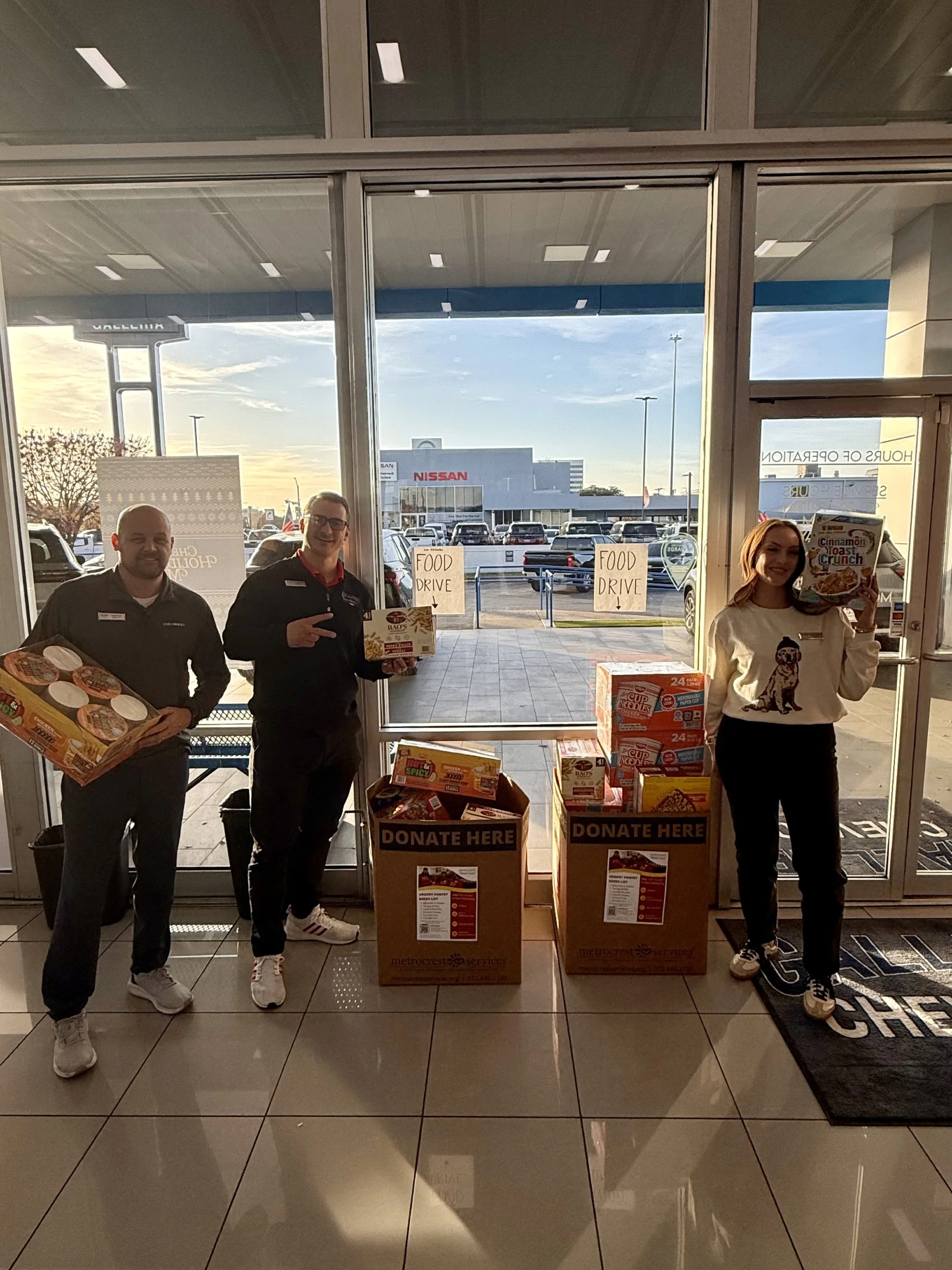 Food collected for the Metrocrest Services food drive with Addison Police and Addison Fire