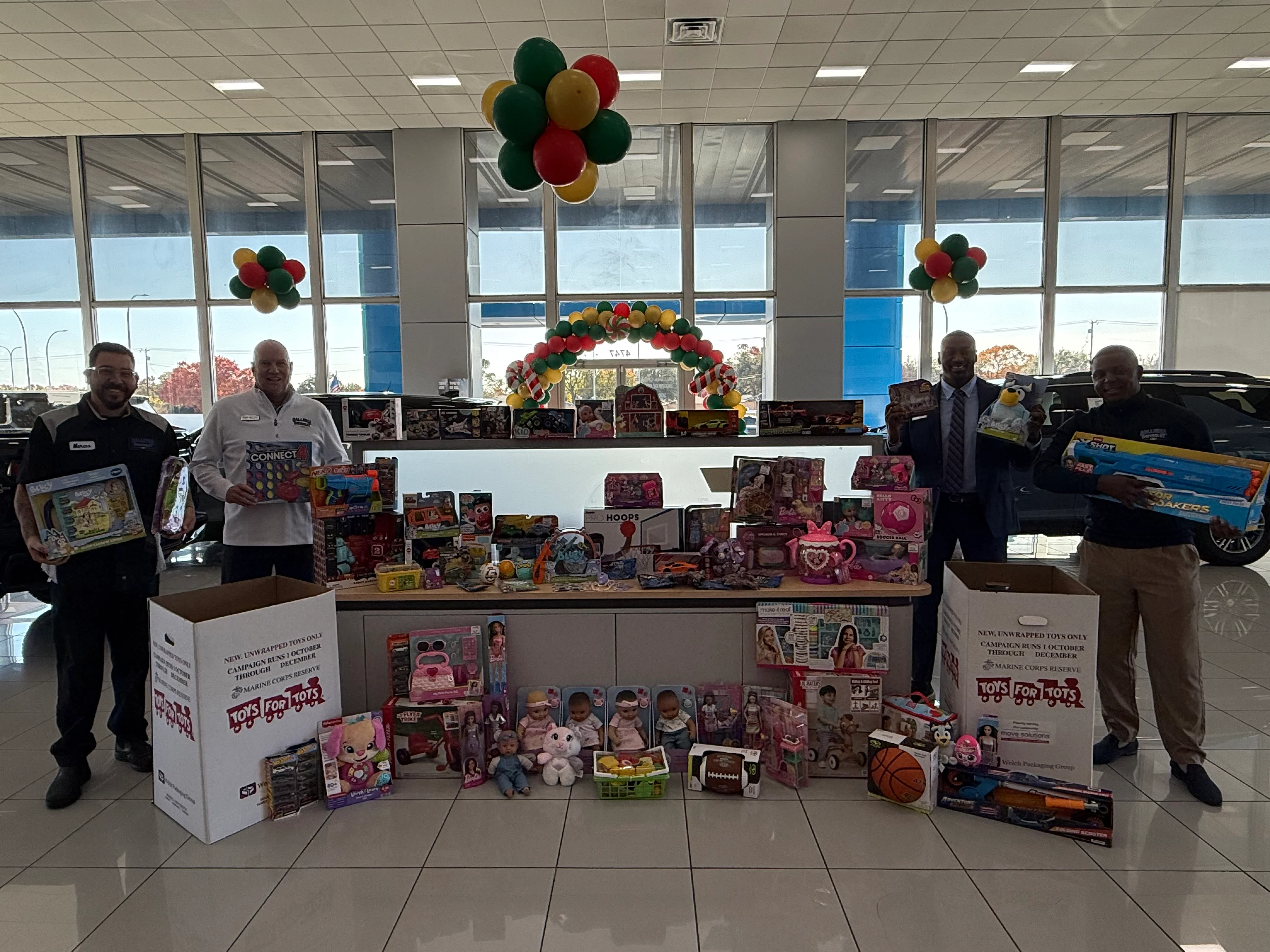 Toys collected at Galleria Chevrolet for Toys for Tots, Dallas County