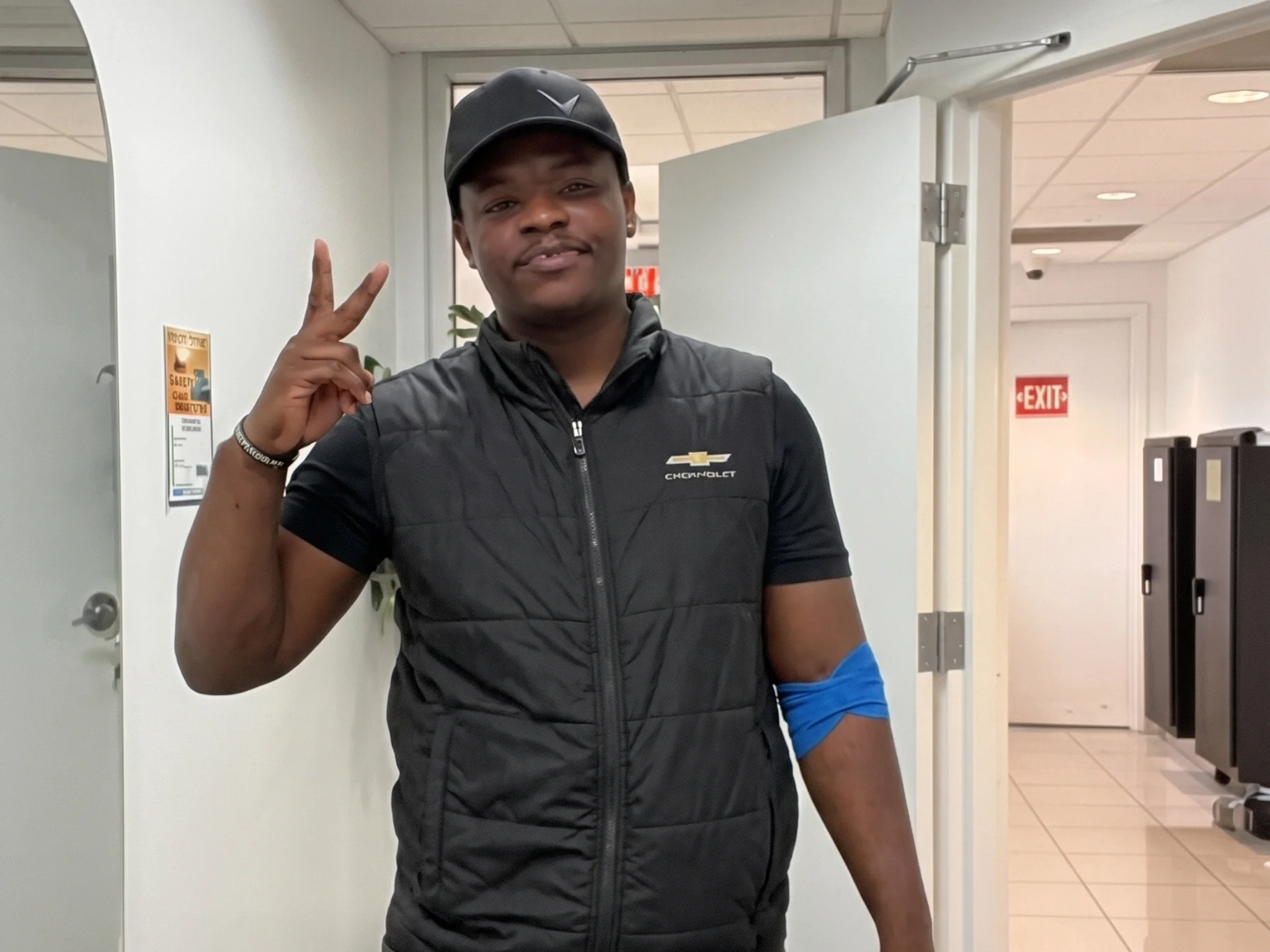 Blood donation in progress during the Galleria Chevrolet May drive