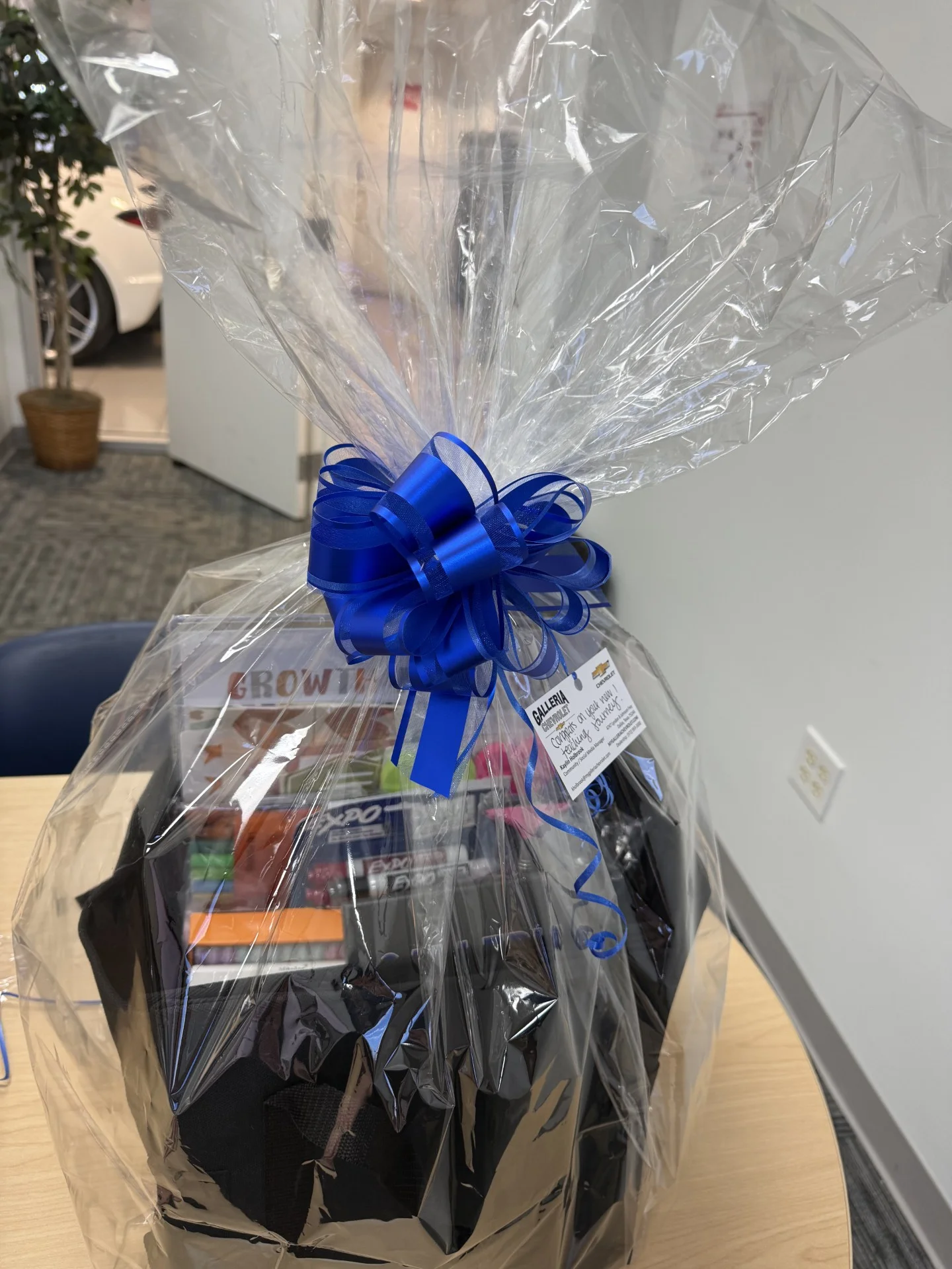 Welcome basket of classroom supplies and car accessories for new Carrollton-Farmers Branch ISD hires