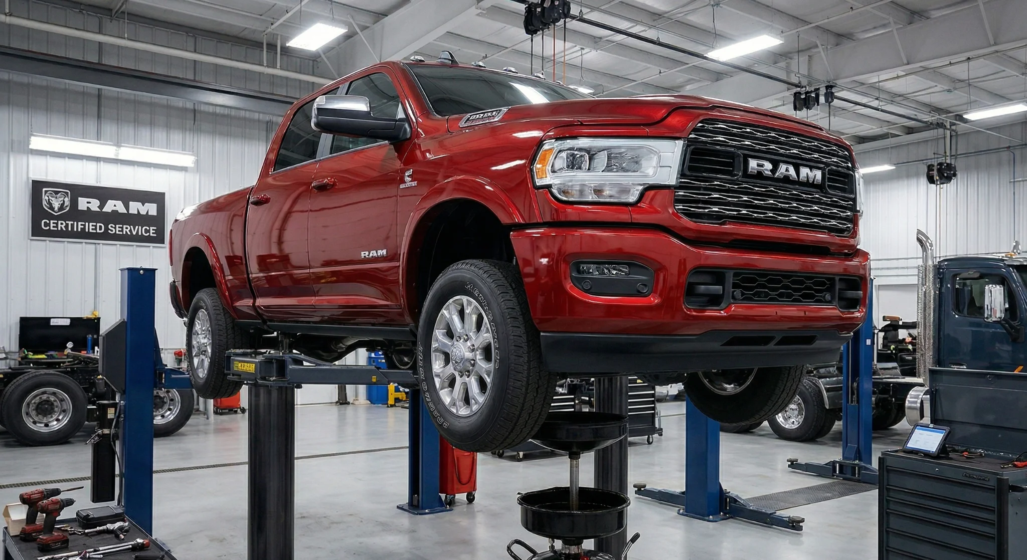 Certified technician servicing a Stellantis vehicle at Jeep Chrysler Dodge RAM of Ontario