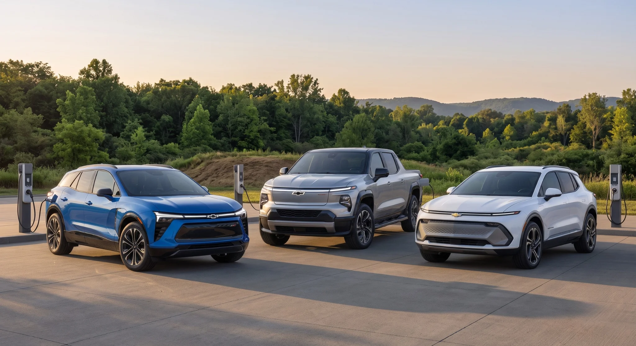The Chevrolet all-electric lineup, spanning the Bolt EV hatchback, Equinox EV and Blazer EV SUVs, and Silverado EV pickup