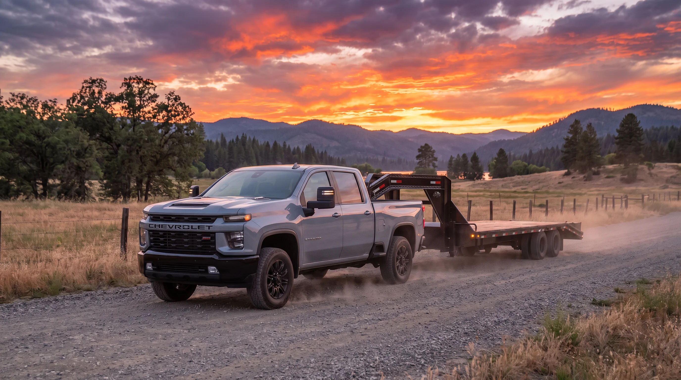 2026 Chevrolet Silverado 2500HD towing a gooseneck trailer at Legacy Chevrolet of Waxahachie