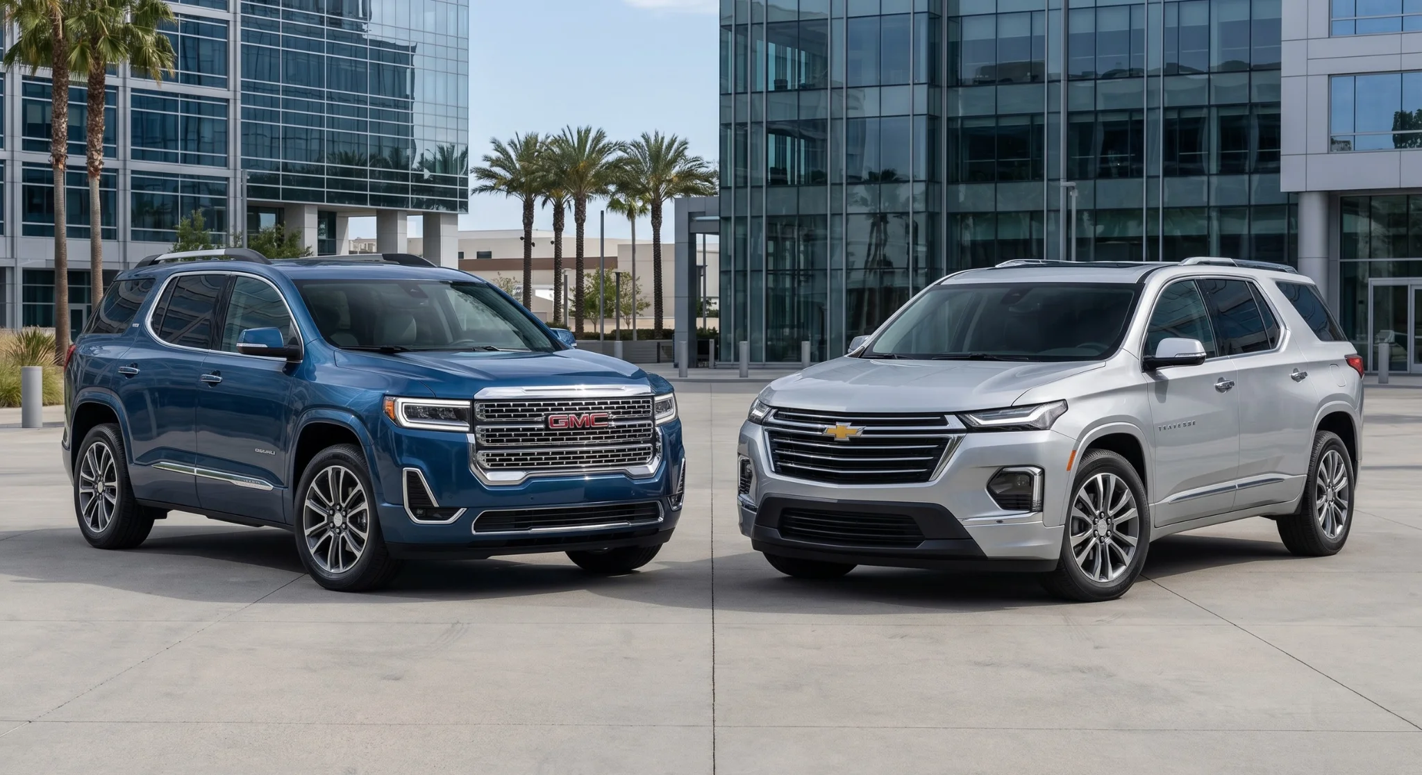 2026 GMC Acadia and Chevrolet Traverse three-row SUVs at Legacy Chevrolet of Waxahachie