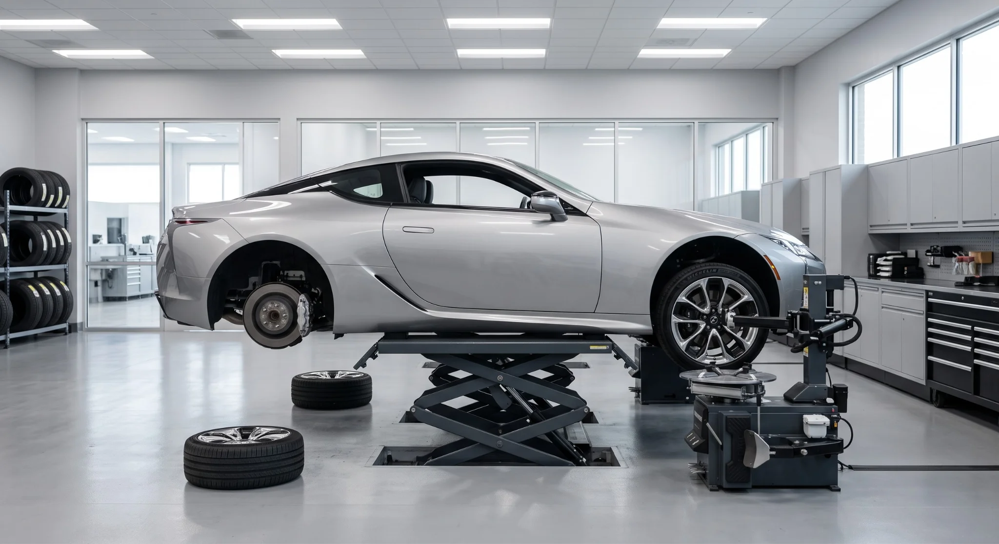 Certified technician performing scheduled maintenance service at Lexus of Woodland Hills