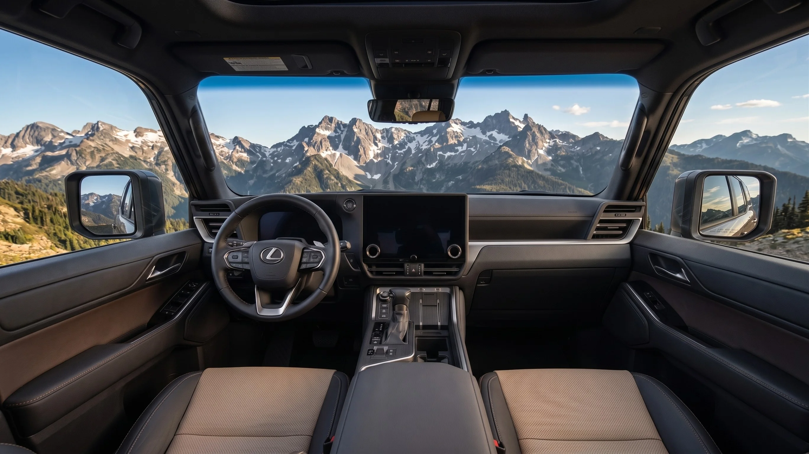2026 Lexus GX 550 interior showing the 14-inch touchscreen, digital driver display, and front seats