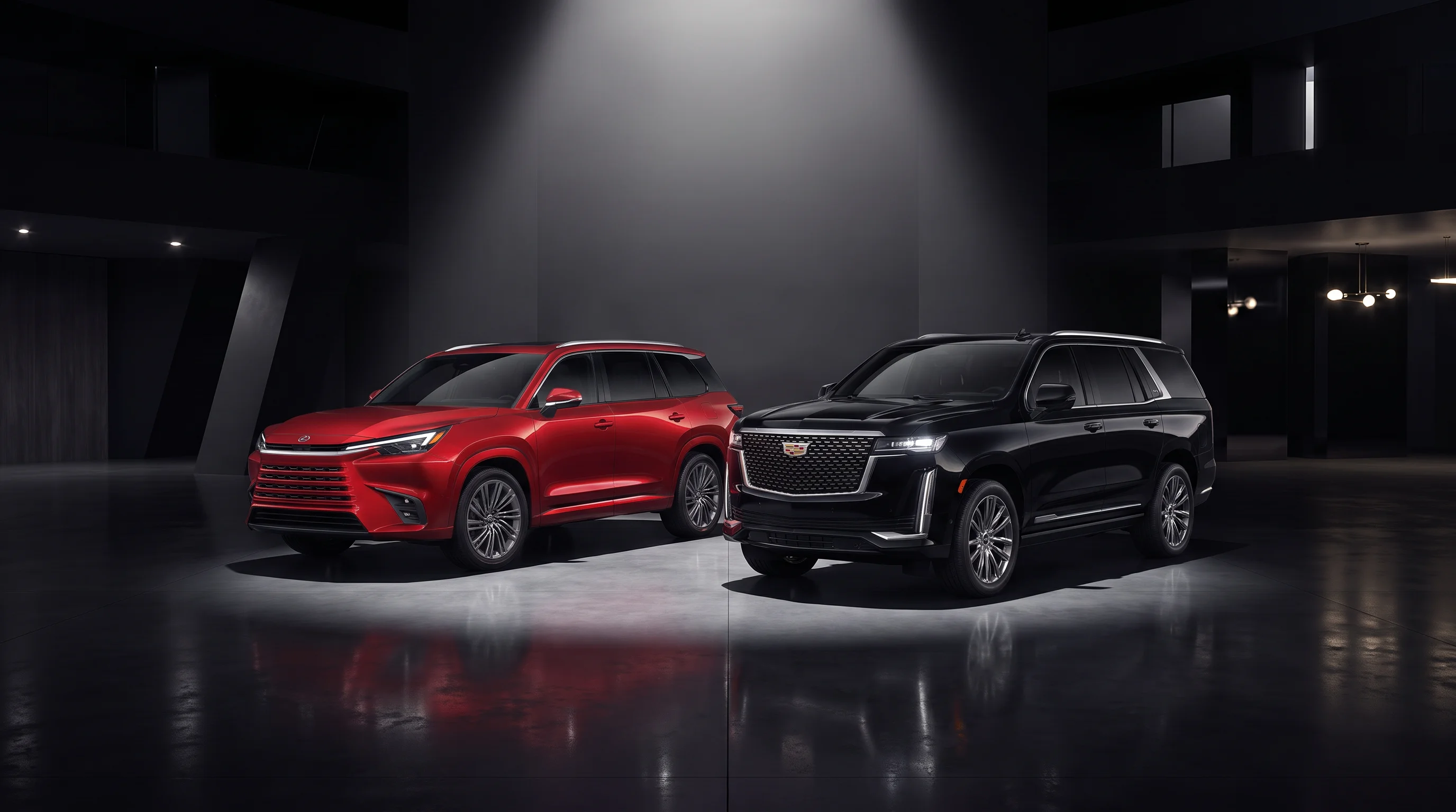 2026 Lexus TX 350 three-row SUV compared with the Cadillac Escalade