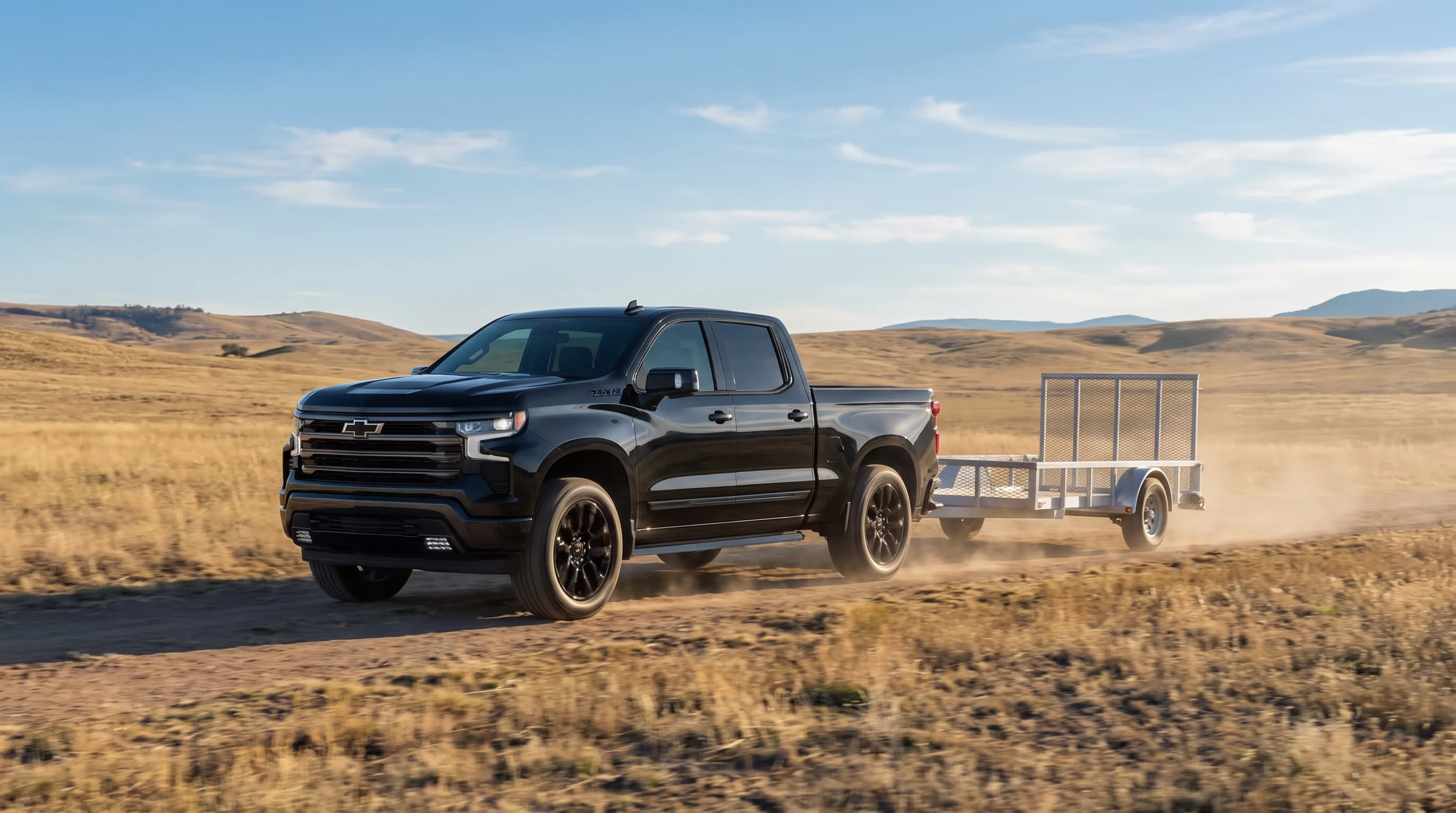 2026 Chevrolet Silverado 1500 towing a trailer, available at Lynch Chevrolet of Burlington in Burlington, WI