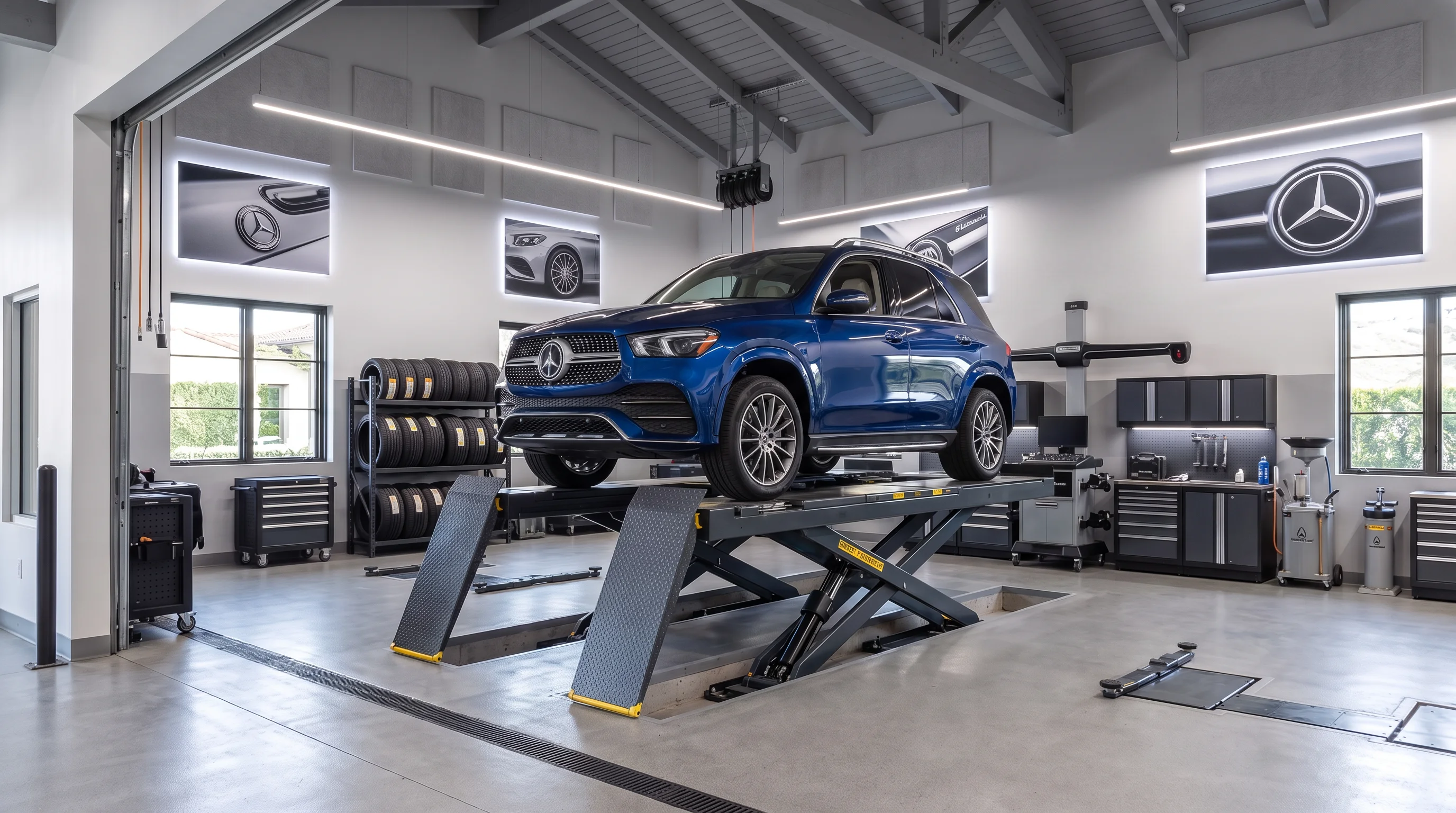 Servicio de mantenimiento de un Mercedes-Benz GLE en un centro de servicio autorizado
