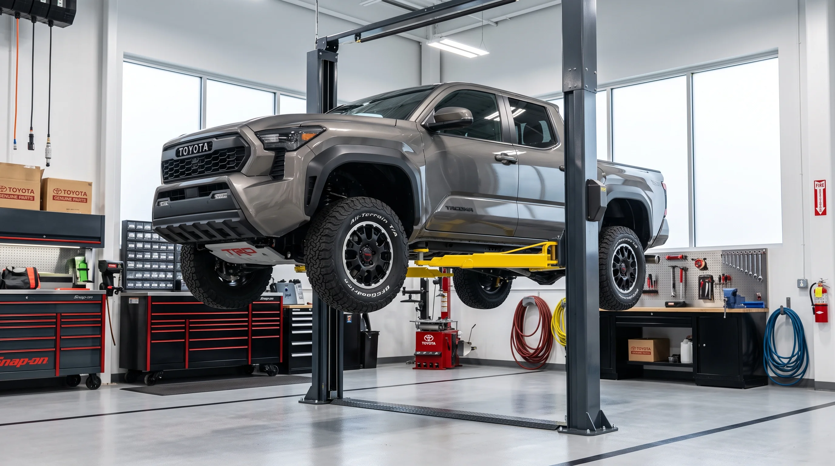 Toyota Tacoma in for factory-scheduled service at North Hollywood Toyota