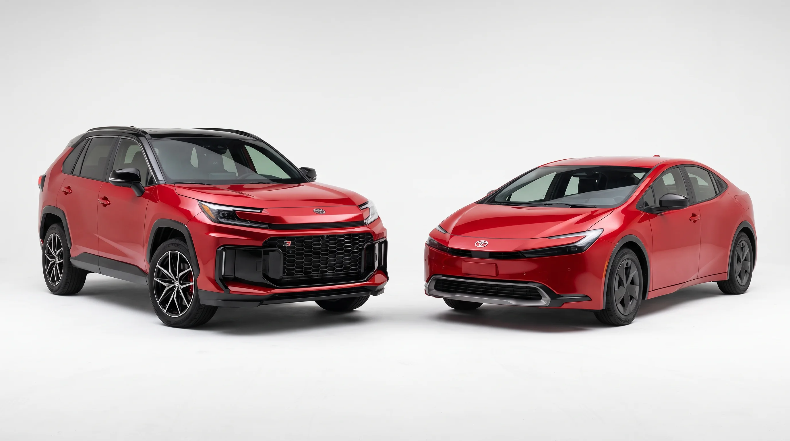 2026 Toyota RAV4 Plug-in Hybrid and 2026 Toyota Prius Plug-in Hybrid shown together