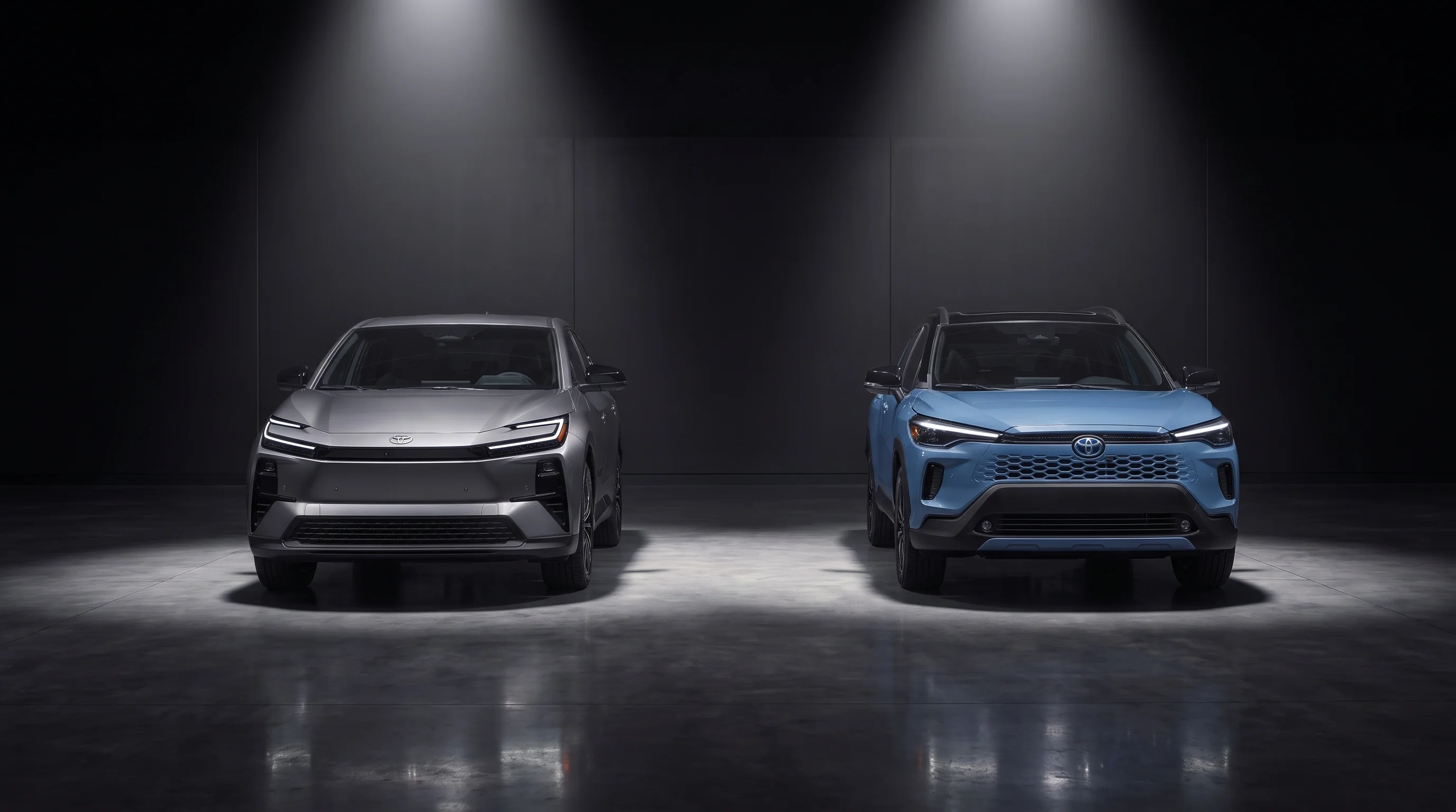 2026 Toyota C-HR and 2026 Toyota Corolla Cross compact SUVs compared side by side at North Hollywood Toyota