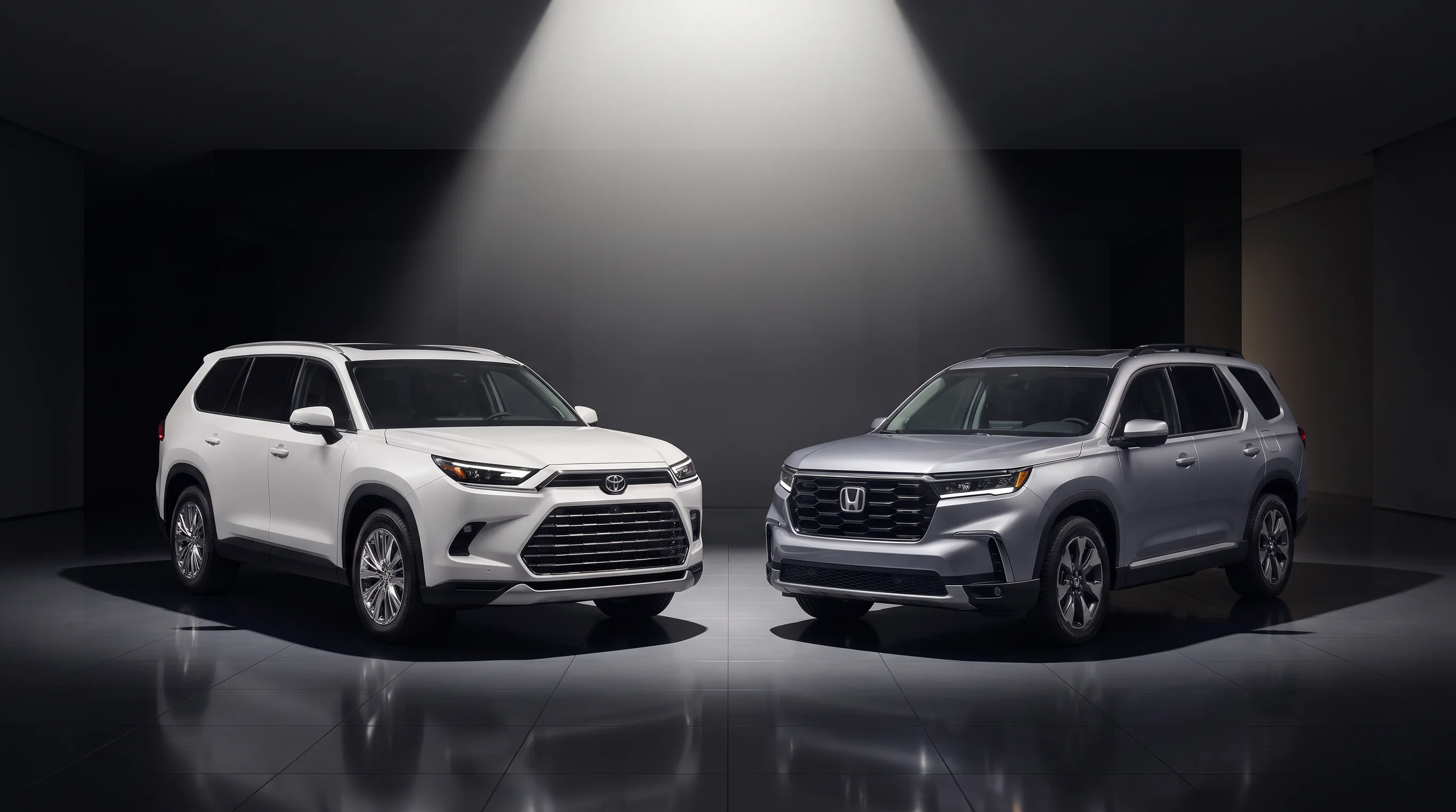 2026 Toyota Grand Highlander and 2026 Honda Pilot three-row SUVs compared at North Hollywood Toyota
