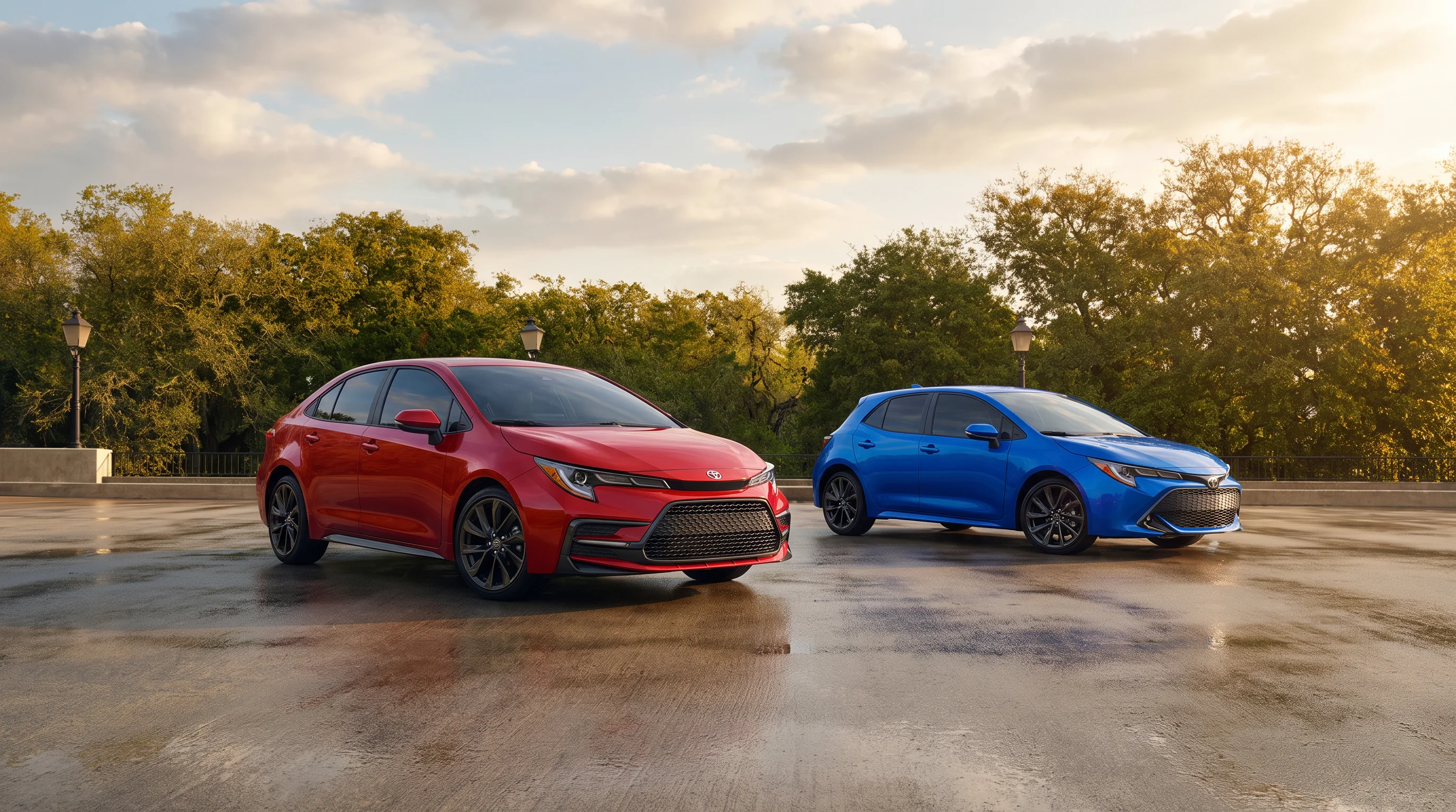 2027 Toyota Corolla sedan and 2027 Toyota Corolla Hatchback compared side by side at North Hollywood Toyota