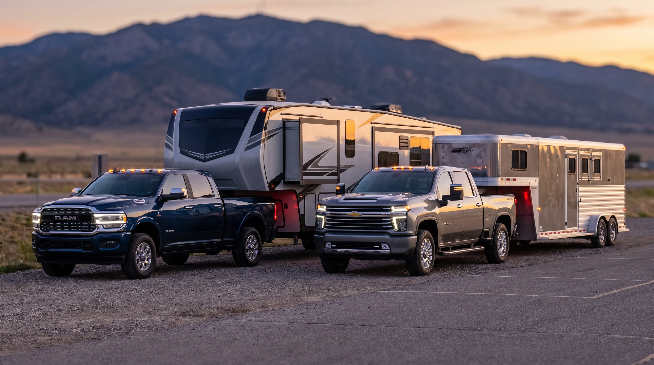 2026 Chevrolet Silverado 1500 and 2026 Ram 1500 compared on towing, payload, and value for Inland Empire truck shoppers