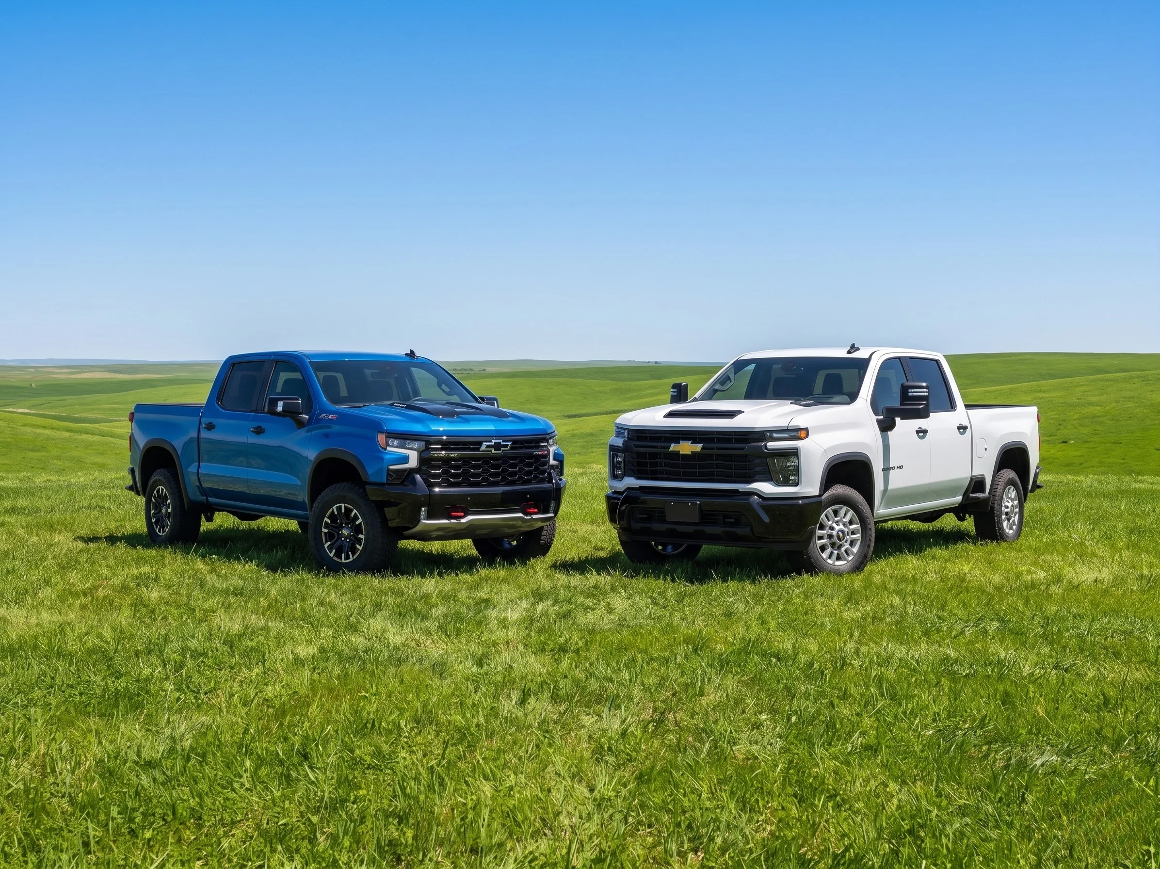 2026 Chevy Silverado 1500 y Silverado 2500 HD comparadas lado a lado en Riverside Chevrolet