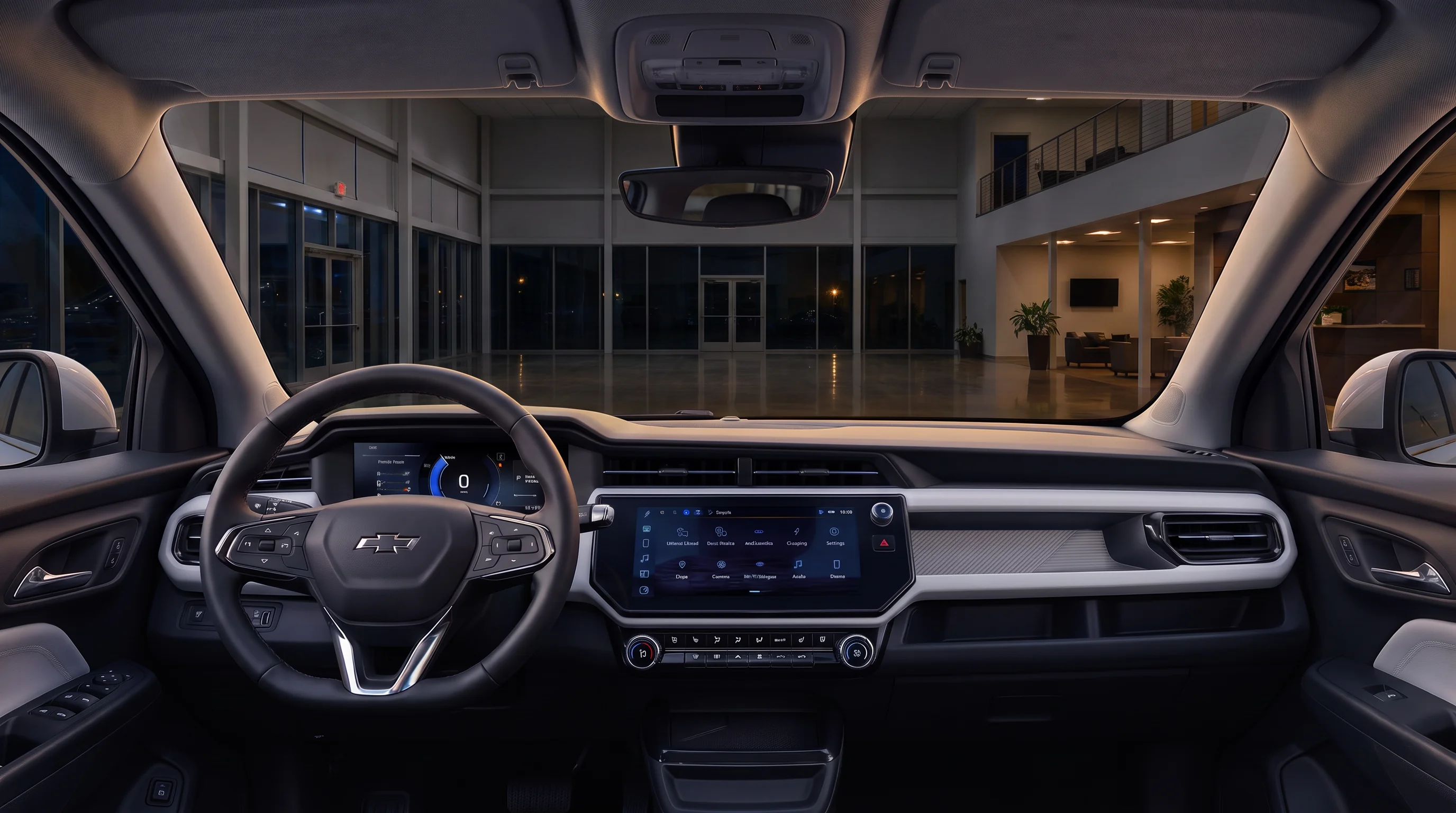 2027 Chevrolet Bolt interior showing the 11.3-inch infotainment touchscreen and 11-inch driver information display