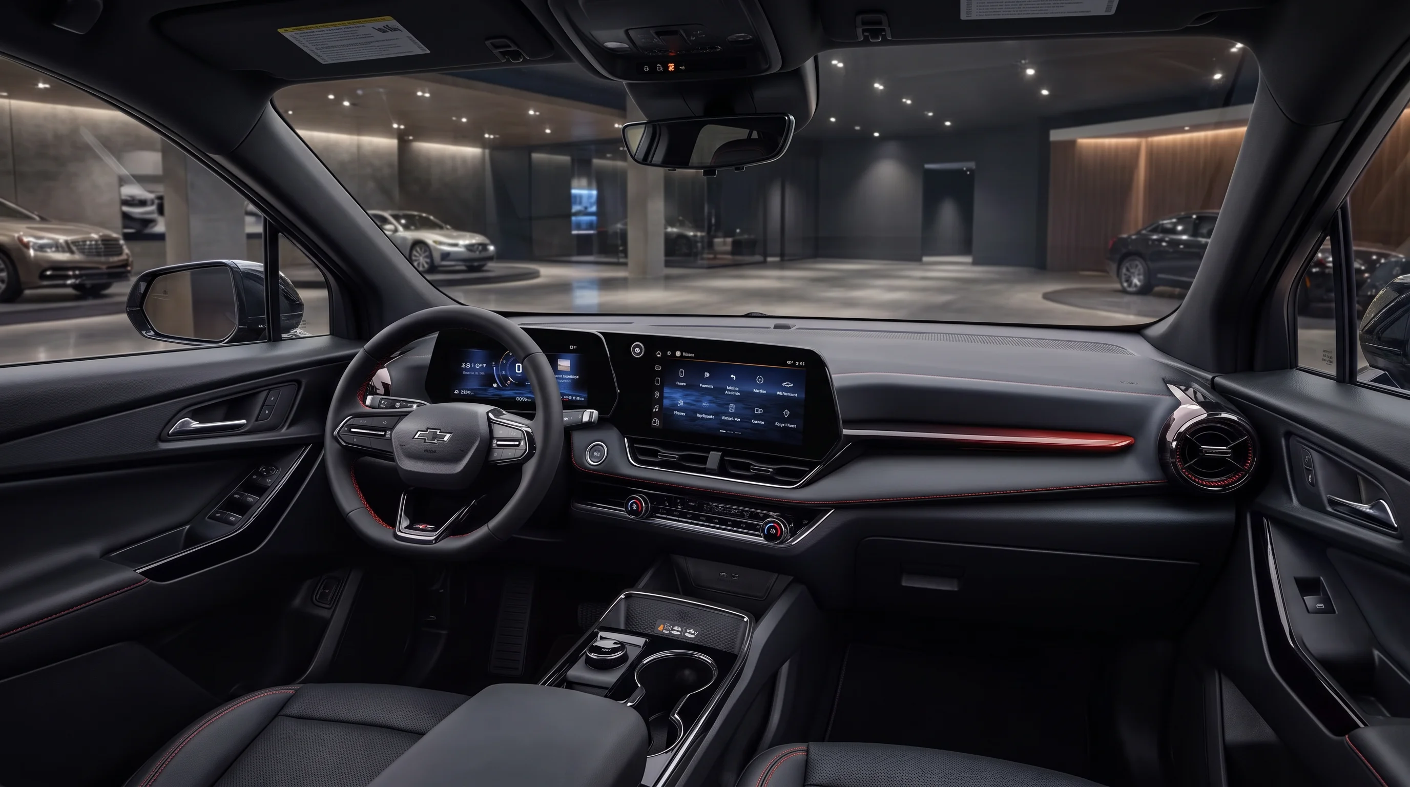 2027 Chevrolet Equinox interior showing the 11.3-inch infotainment touchscreen and 11-inch digital Driver Information Center