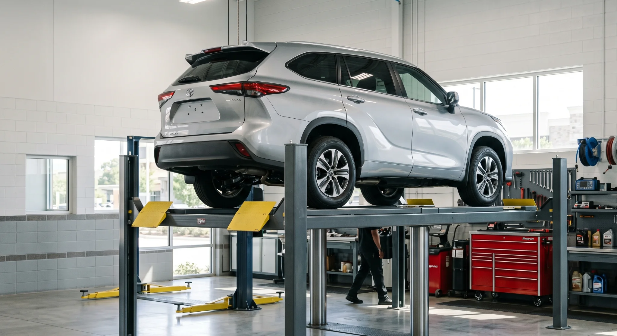Toyota service technician performing maintenance at Temecula Valley Toyota service center
