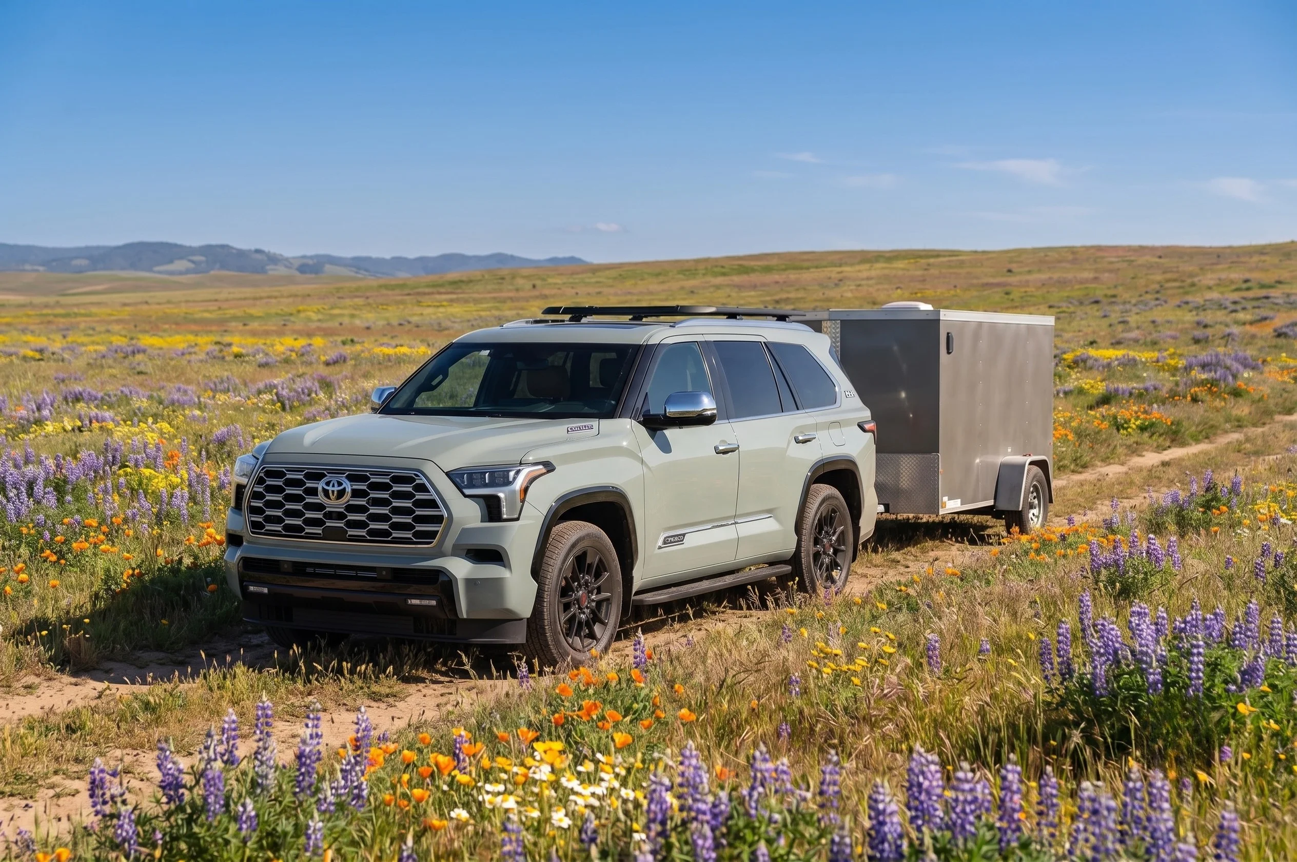 2026 Toyota Sequoia towing a travel trailer