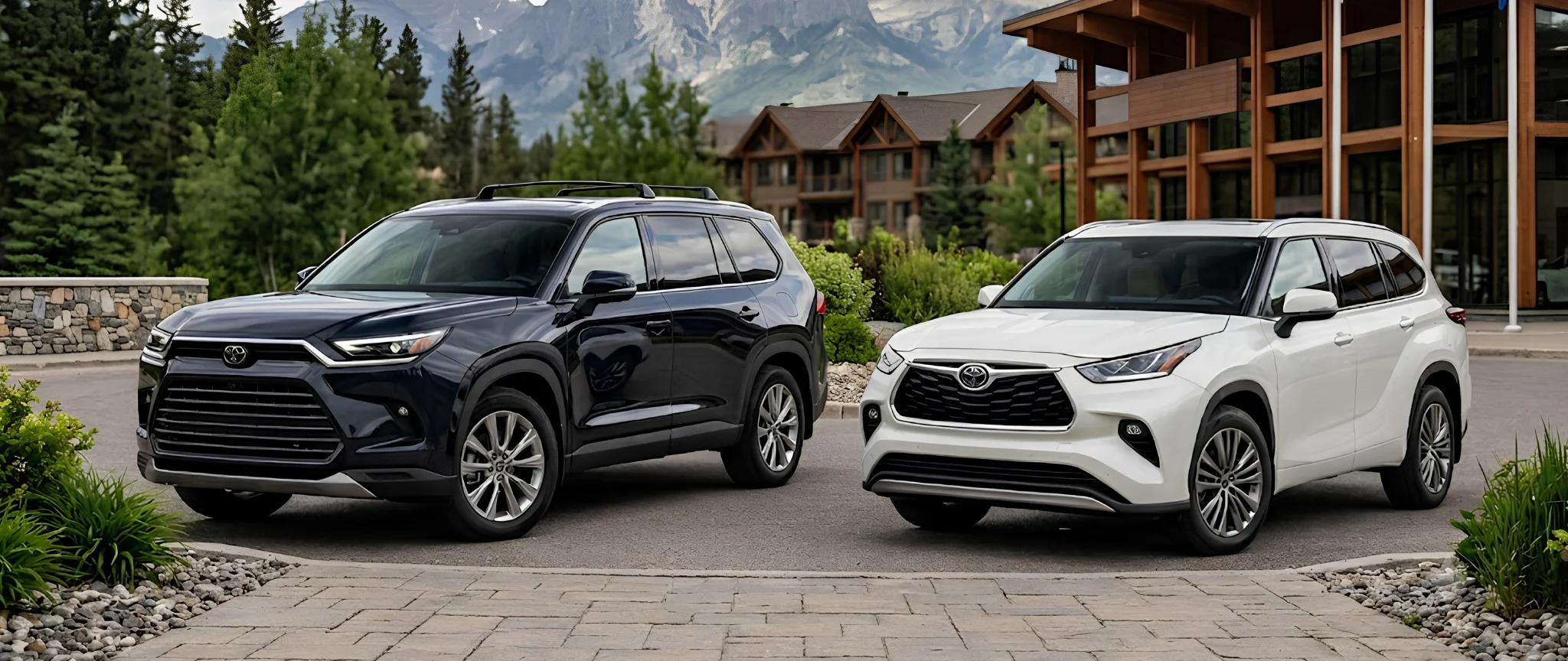 2026 Toyota Grand Highlander and 2026 Toyota Highlander gas SUVs compared side by side at Temecula Valley Toyota