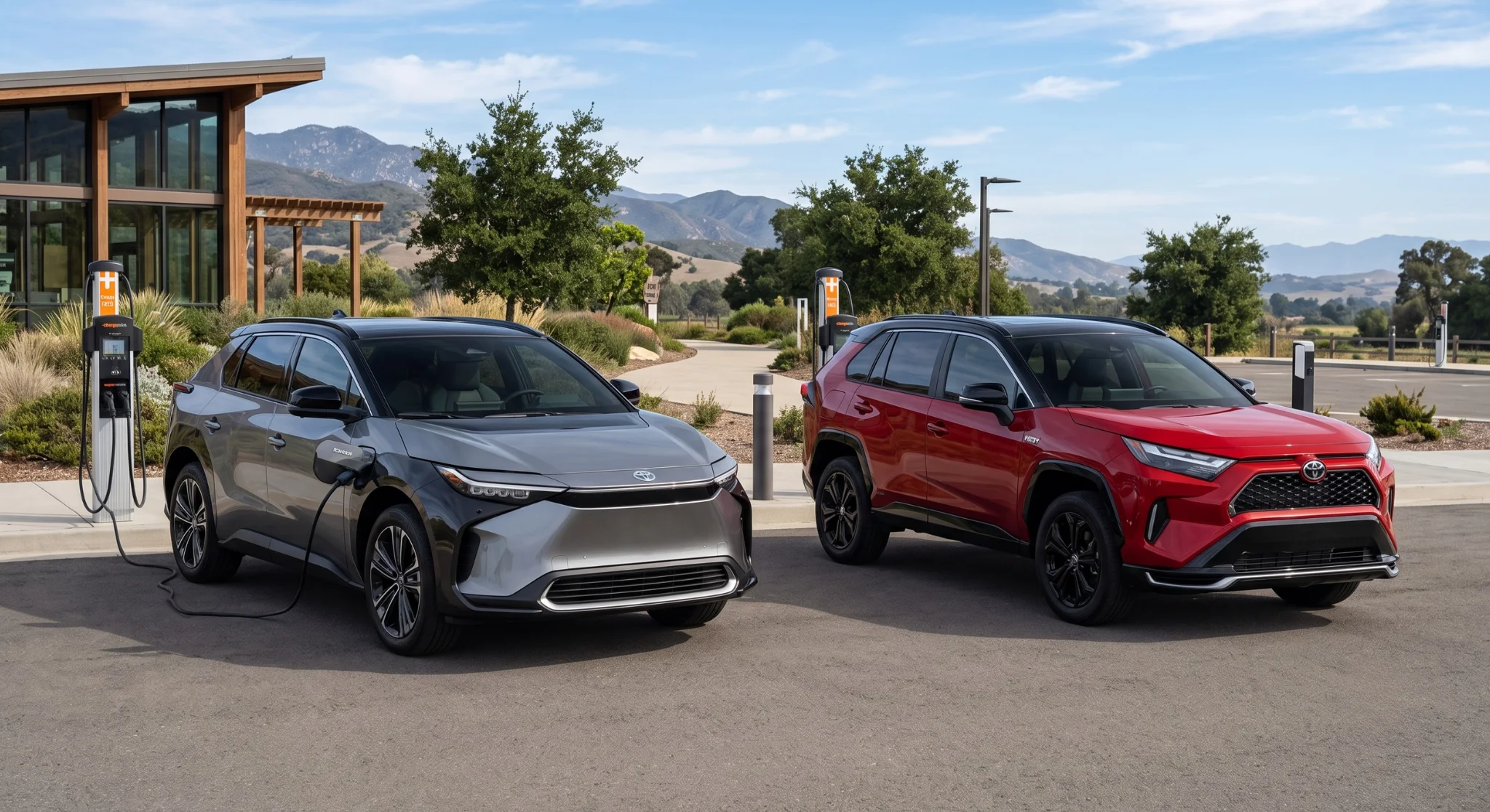 Electric vehicle charging at a home charging station in California