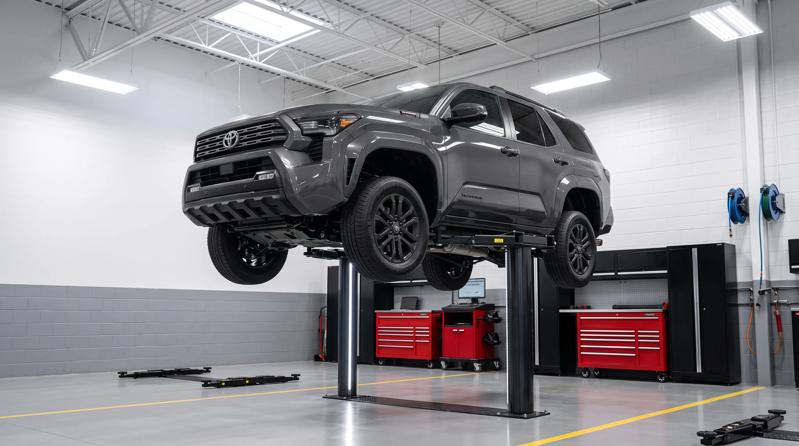 Toyota 4Runner in the service bay at the Tustin Toyota service center near Irvine, California