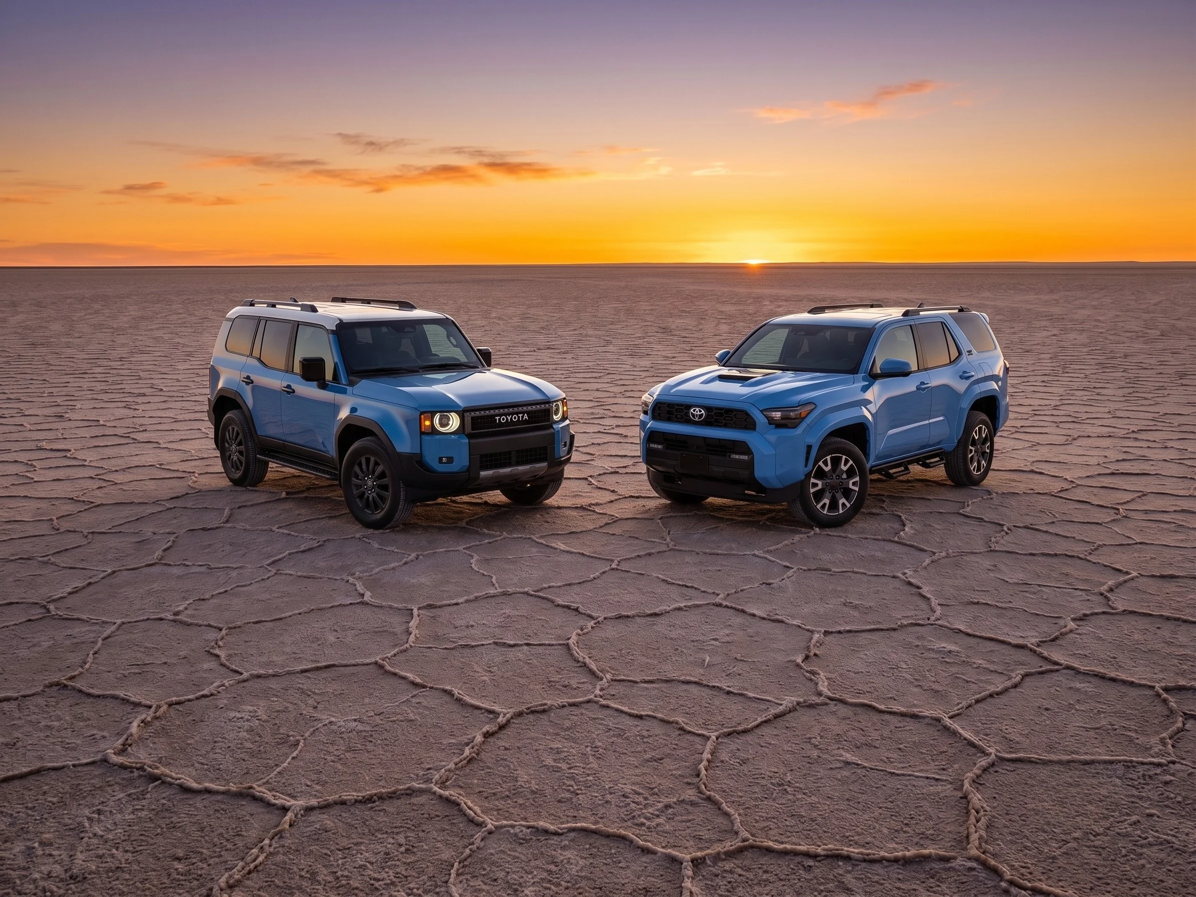 2027 Toyota Land Cruiser and 2026 Toyota 4Runner shown side by side at Toyota of Glendale