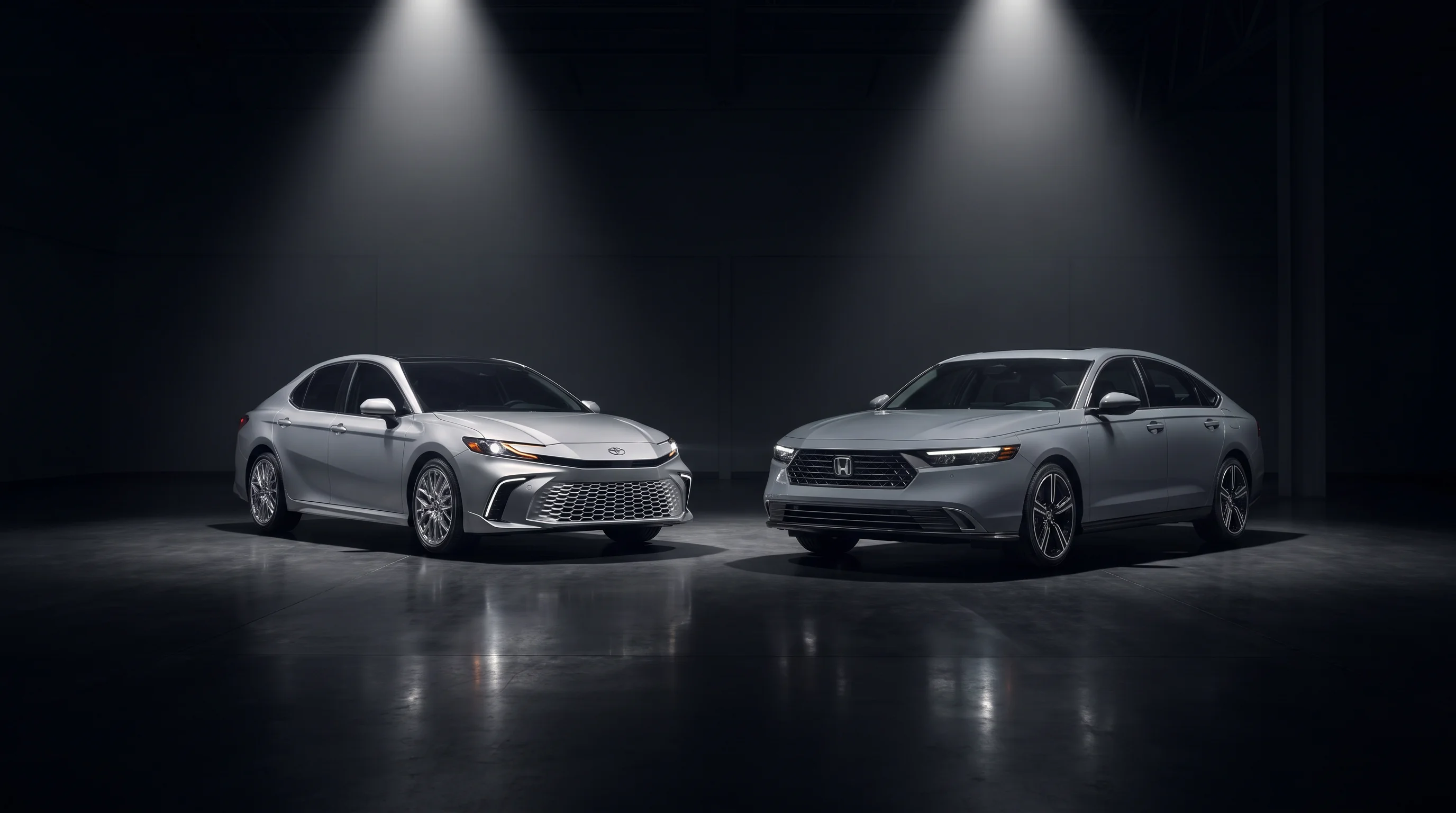 2026 Toyota Camry Hybrid compared with the 2026 Honda Accord Hybrid at Toyota of Glendale