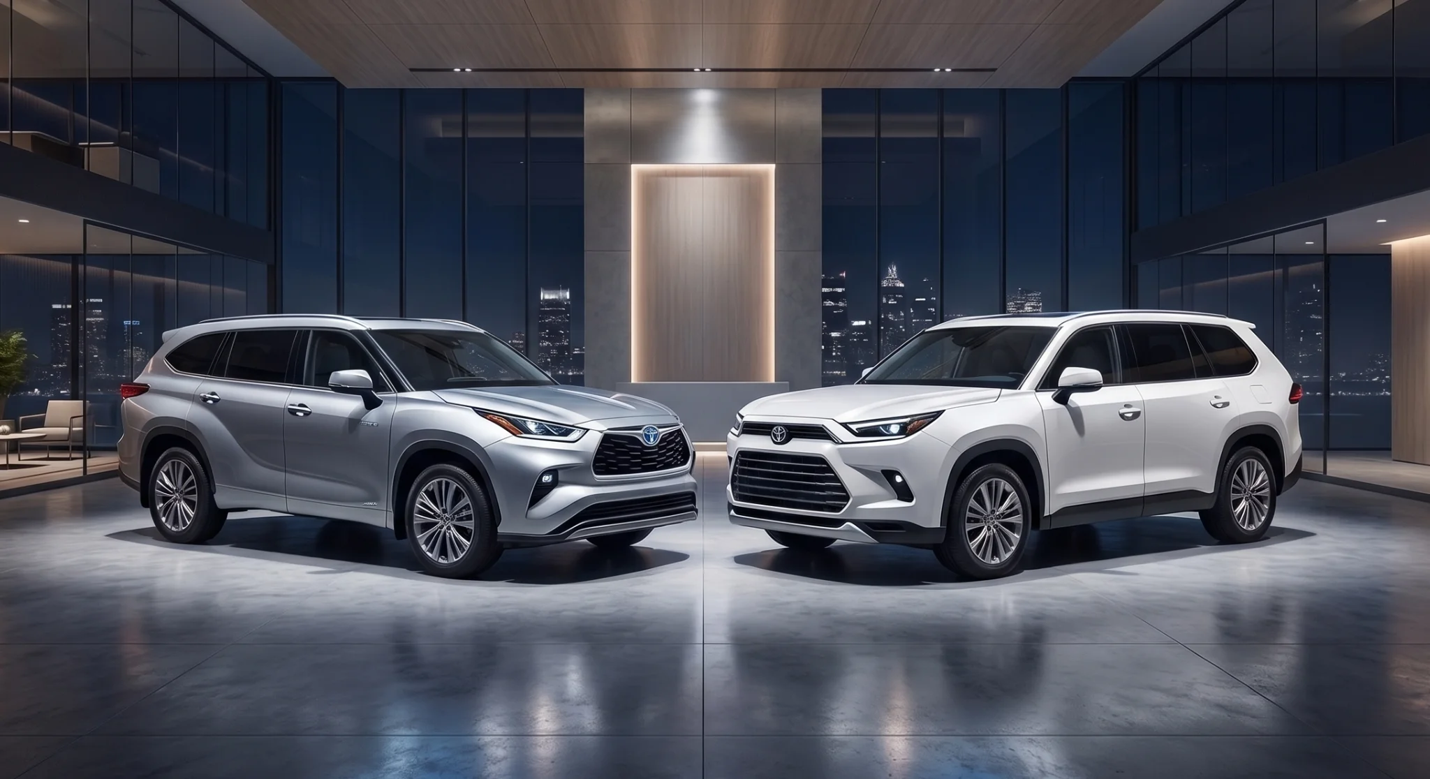 2026 Toyota Highlander Hybrid and Grand Highlander Hybrid 3-row family SUVs at North Hollywood Toyota