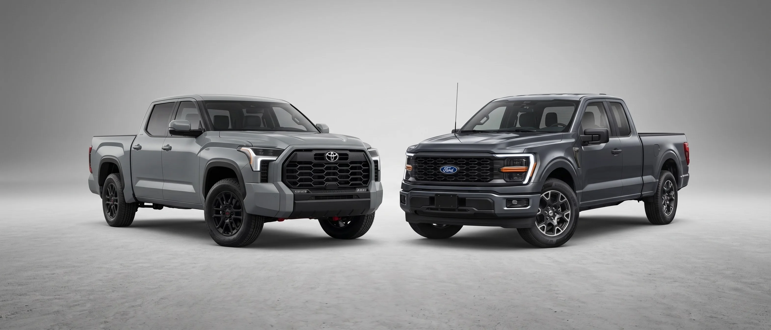 2026 Toyota Tundra and 2026 Ford F-150 full-size pickup trucks compared at North Hollywood Toyota