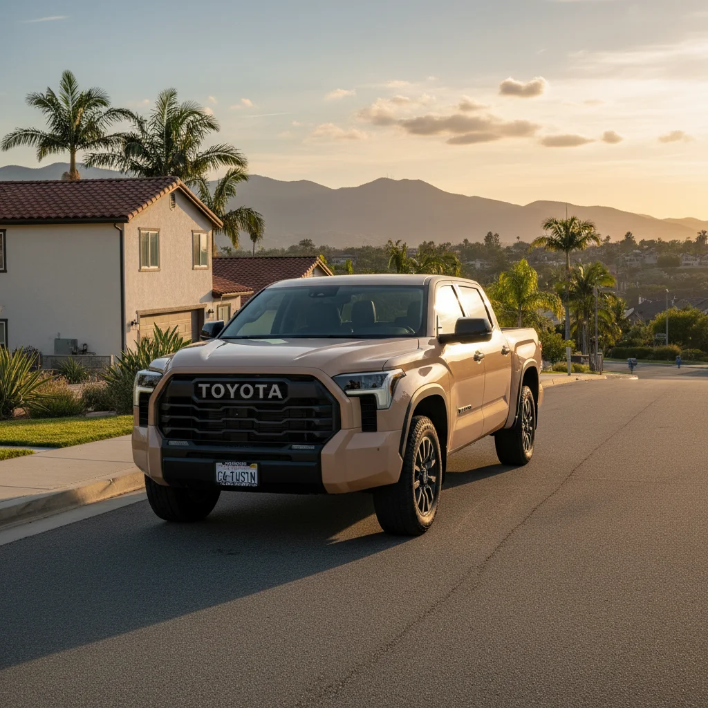 Toyota Tundra 2026 pickup beige capacidad de remolque trabajo pesado Tustin California