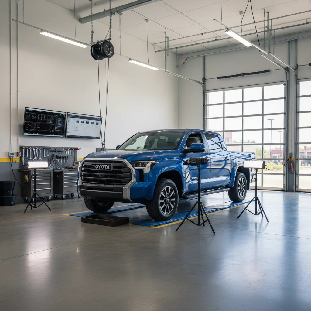 2026 Toyota Tundra undergoing professional maintenance inspection at certified service center